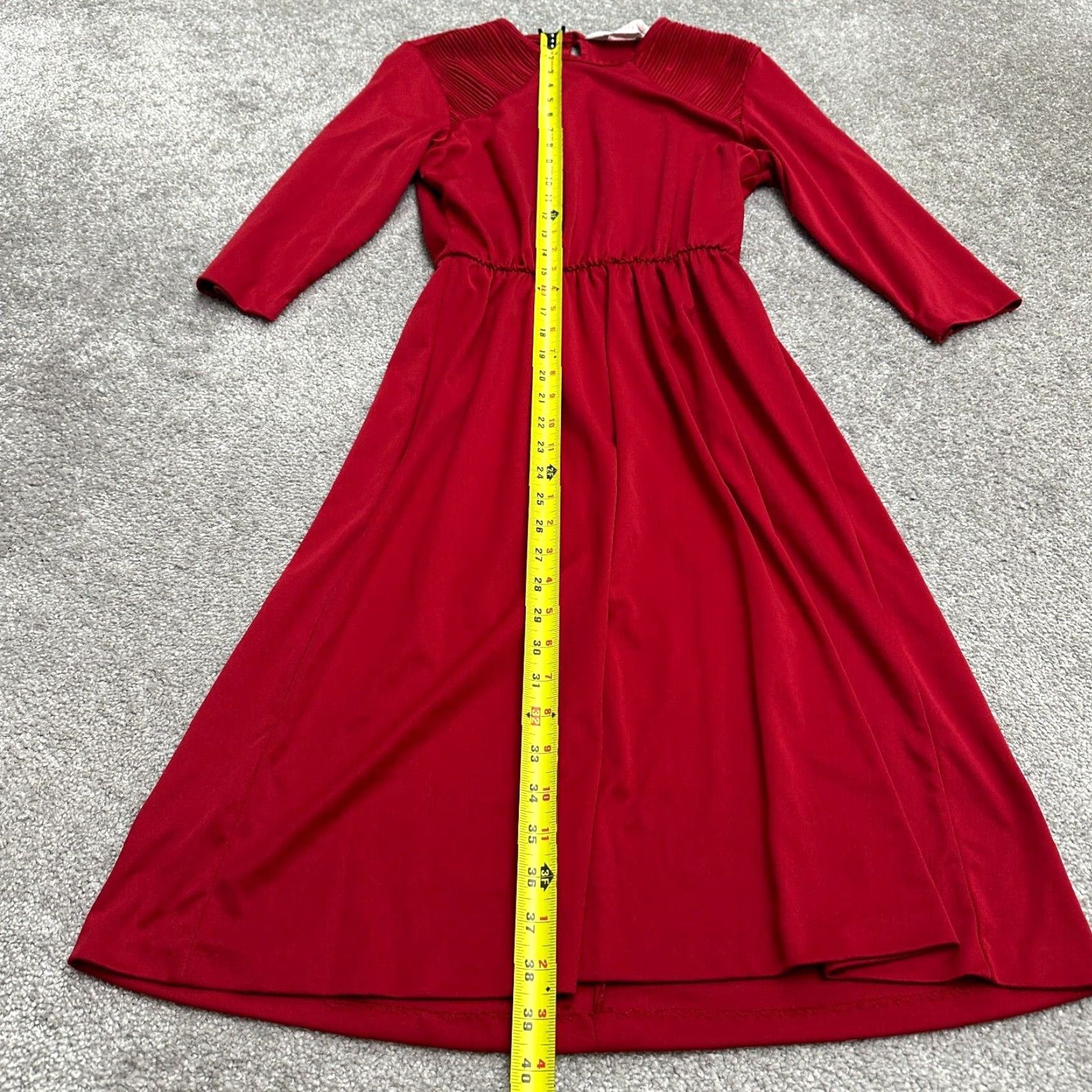 Blair VINTAGE Blair Dress Maxi Long Women 6P Red 3/4 Sleeve Crew Neck Knit Polyester Petites Size M / US 6-8 / IT 42-44 - 6 Thumbnail