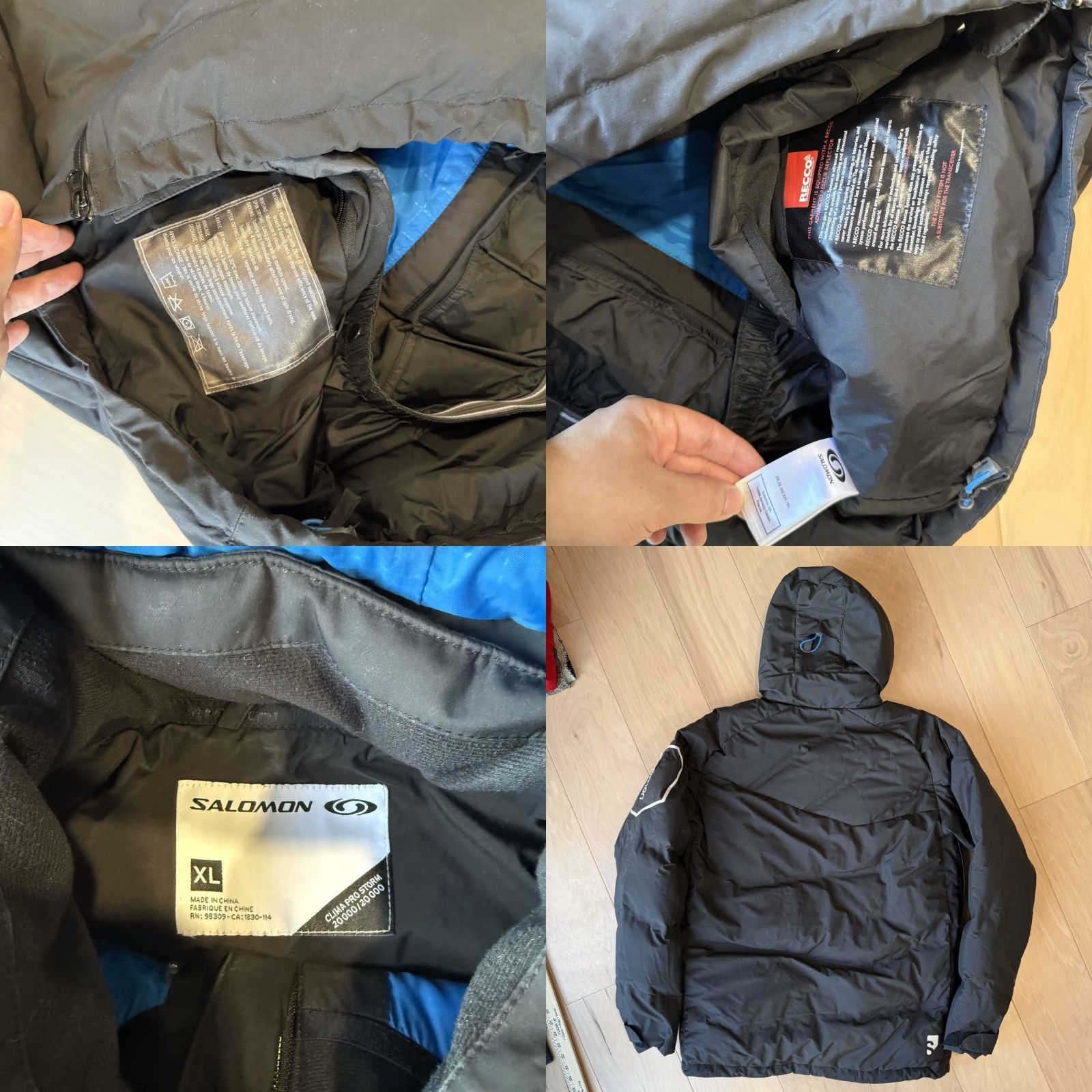 Salomon Salomon Clima Pro Storm Jacket XL Black Full Zip Puffer Winter Down Insulated Mens Size US XL / EU 56 / 4 - 8 Thumbnail