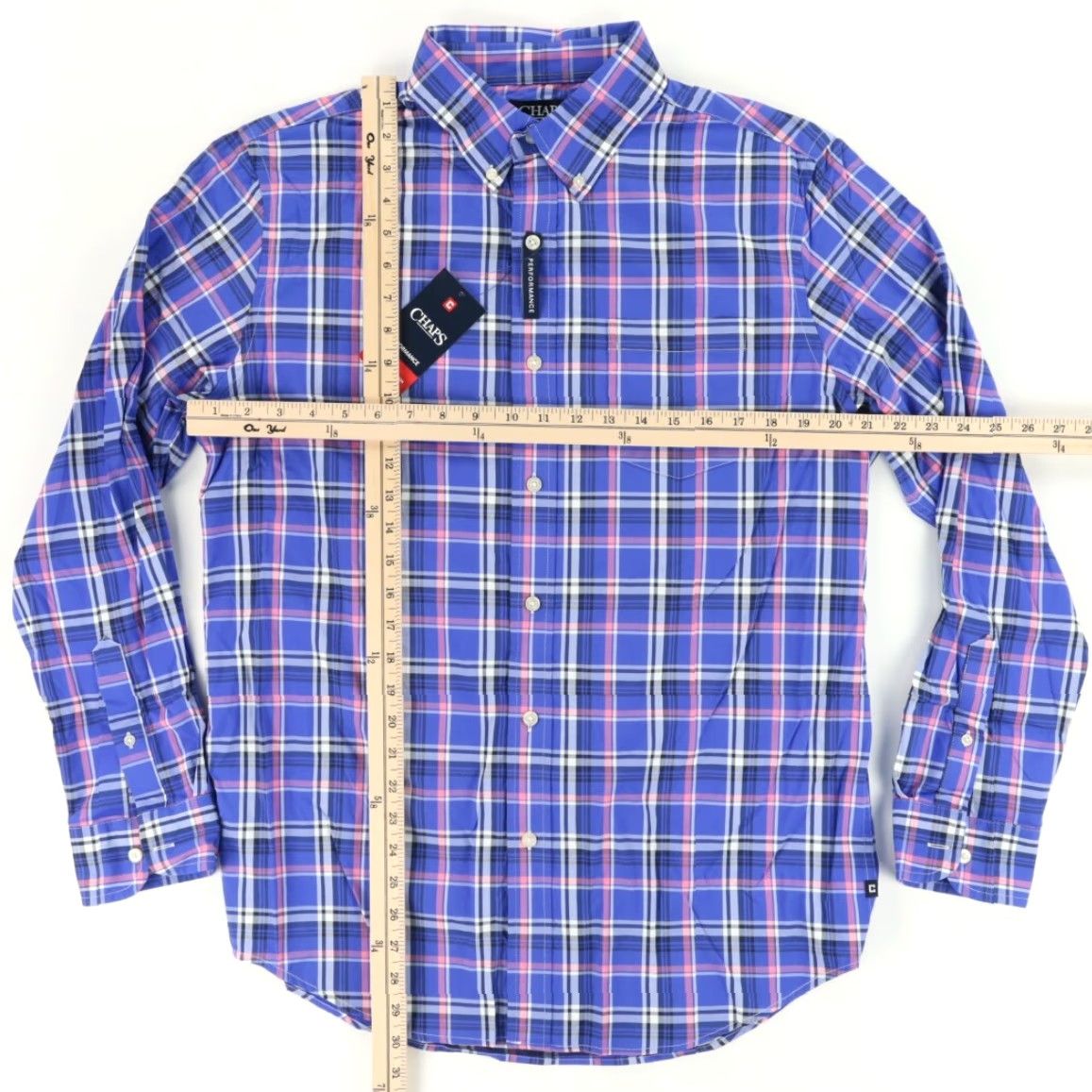 Chaps Chaps Shirt Indigo Plaid Nylon Performance Stretch Long Sleeve Button Down Men's M Size US M / EU 48-50 / 2 - 3 Thumbnail