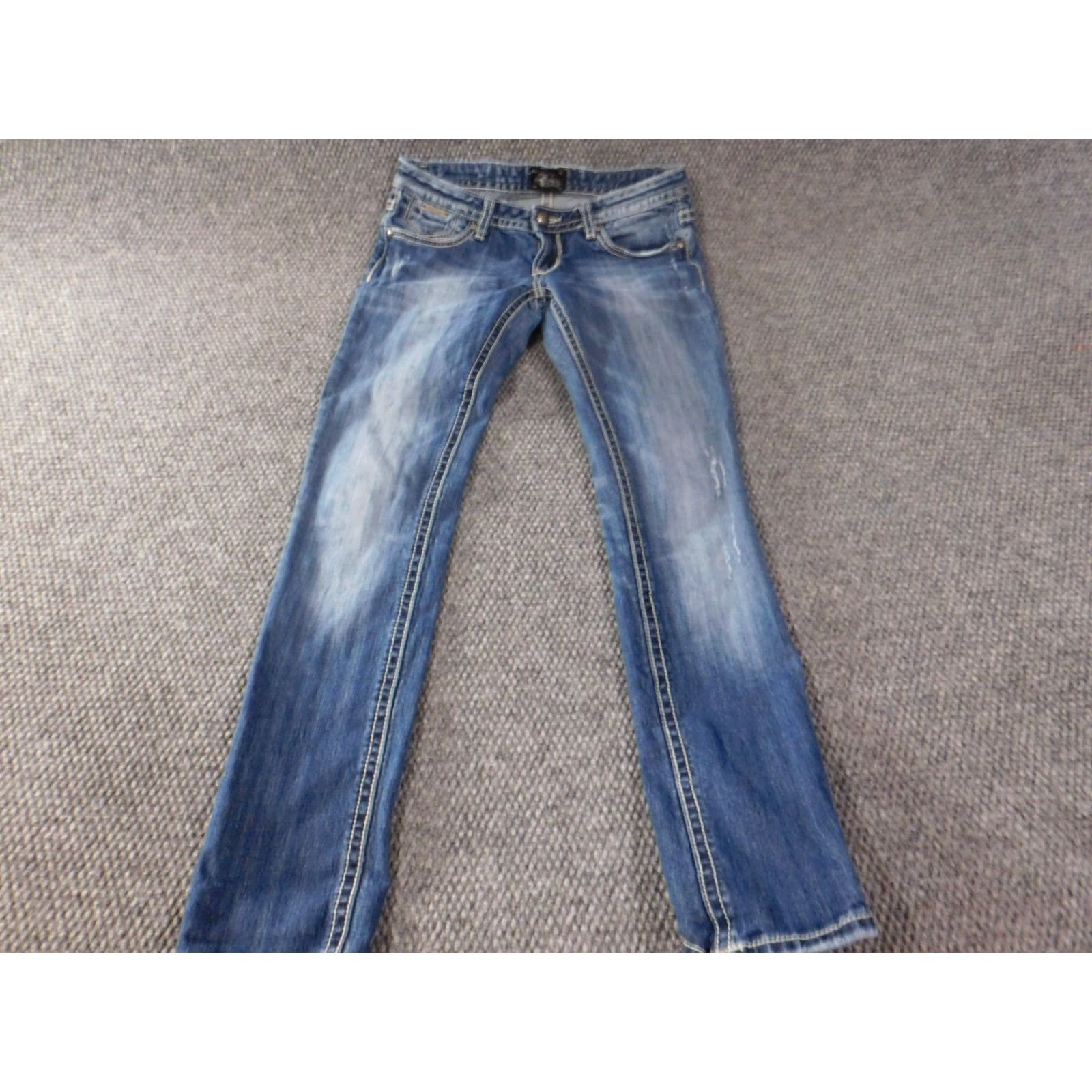 Express Express Womens Jeans 4 blue Denim Skinny Straight Pocket Zipper Embroidered Flower 29in Waist 31in Inseam Slimming Regular Size 27" / US 4 / IT 40 - 2 Thumbnail