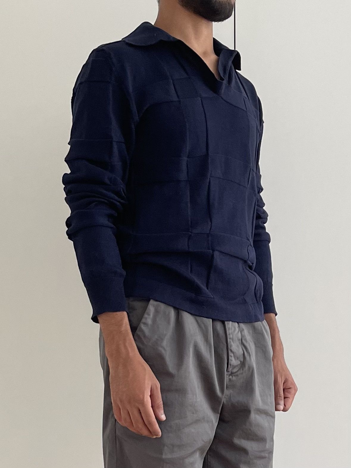 Maison Margiela Maison Margiela SS08 Navy Open-Collar Knit Polo Sweater Size US S / EU 44-46 / 1 - 7 Thumbnail