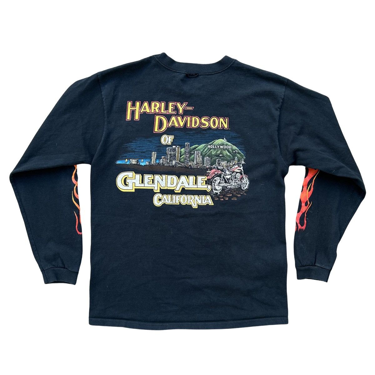 Harley Davidson Vintage 1998 Harley Davidson Feel The Heat Flame Long Sleeve Size US L / EU 52-54 / 3 - 7 Thumbnail