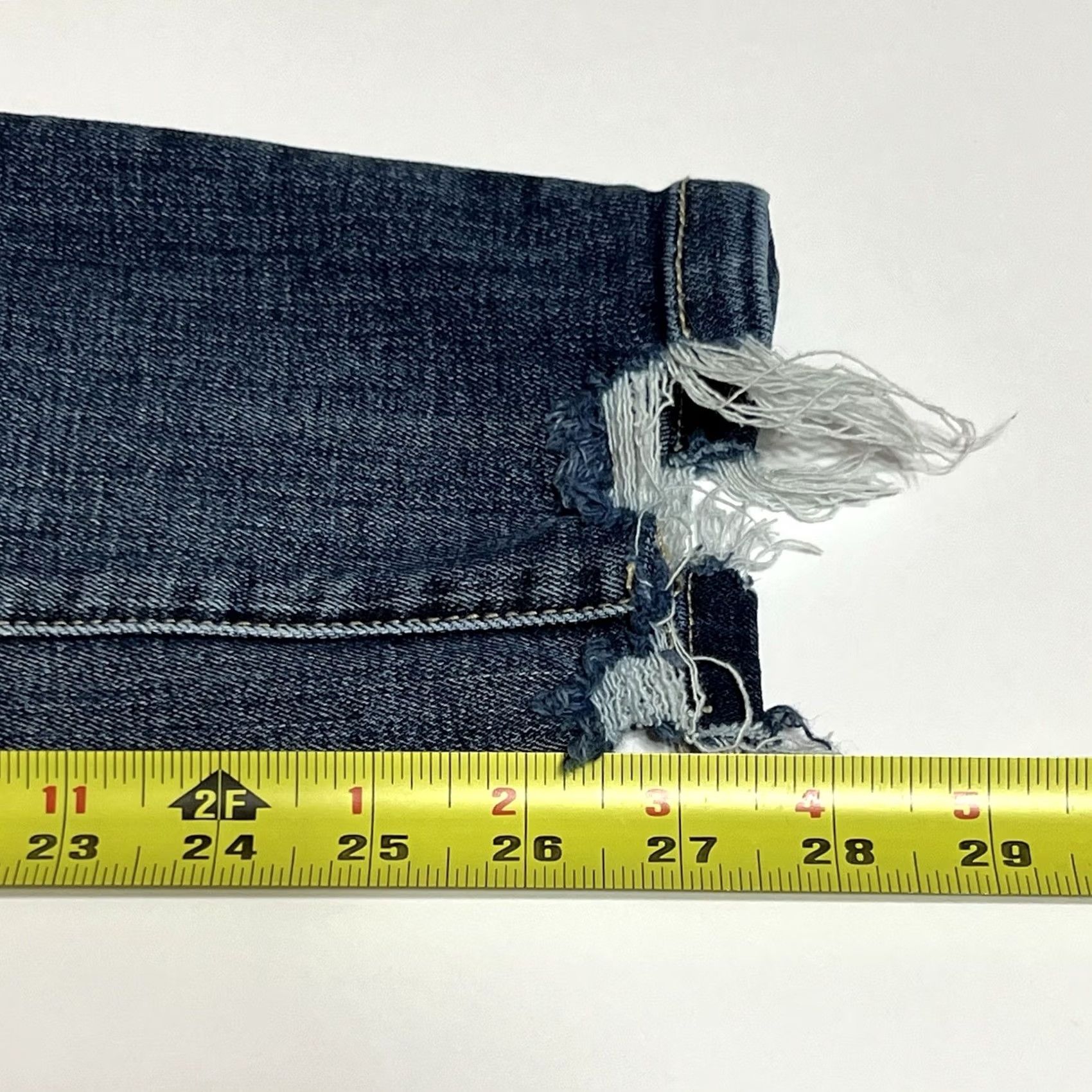 BKE BKE Stella Jeans Slim Distressed Blue 27x27 Womens Skinny Low Rise Zip Pocket Denim Stretch fringE Size 27" / US 4 / IT 40 - 6 Thumbnail