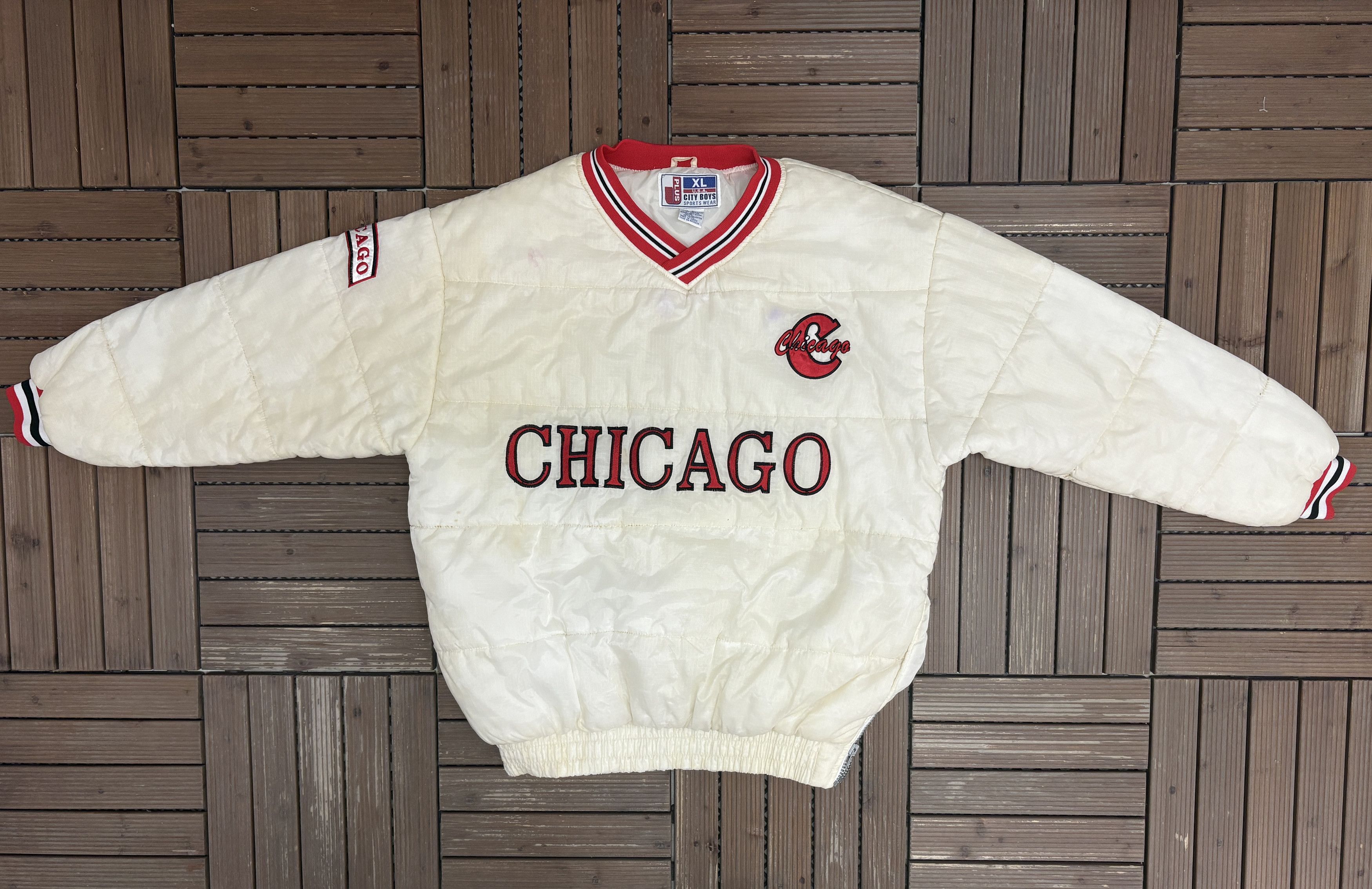 Vintage Chicago Stitched Vintage White Jacket Size US XL / EU 56 / 4 - 5 Thumbnail