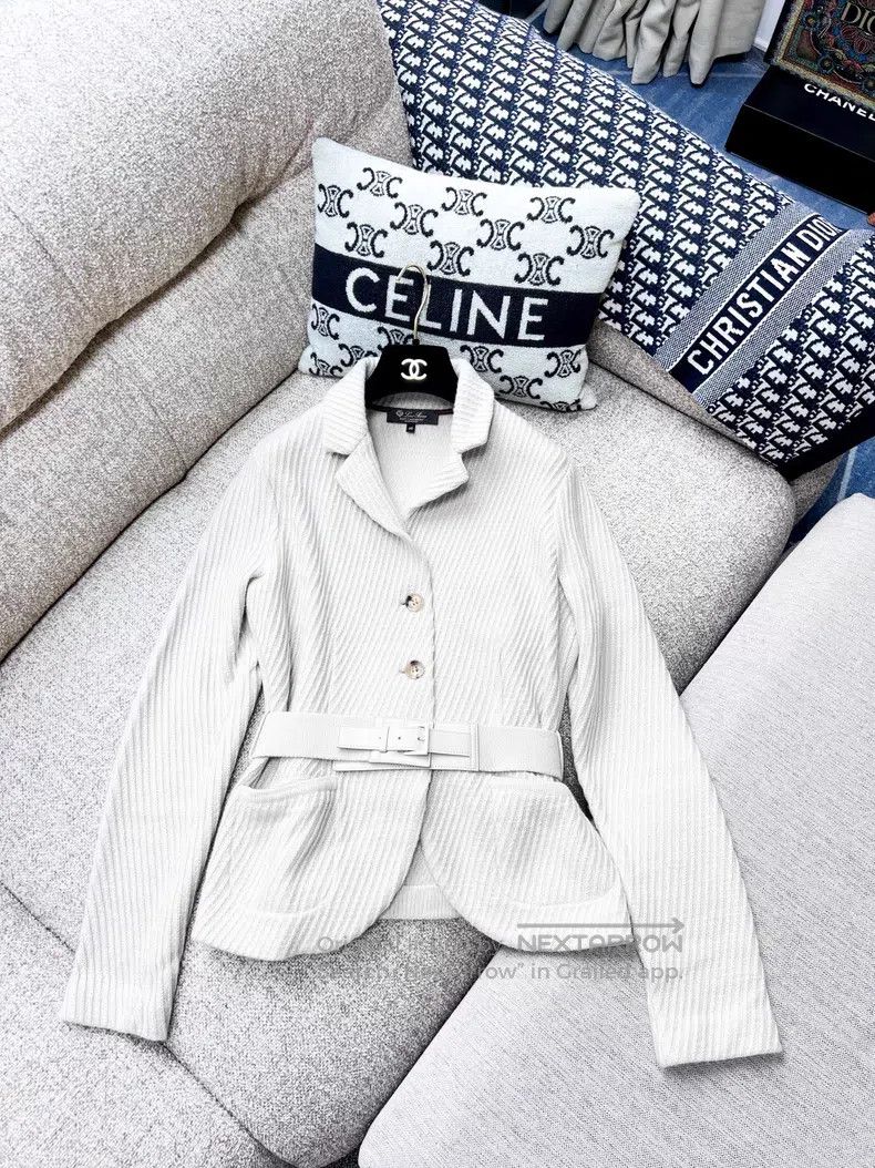 Loro Piana Loro Piana Off-white twill cashmere knit cardigan suit wit Size XS / US 0-2 / IT 36-38 - 2 Thumbnail