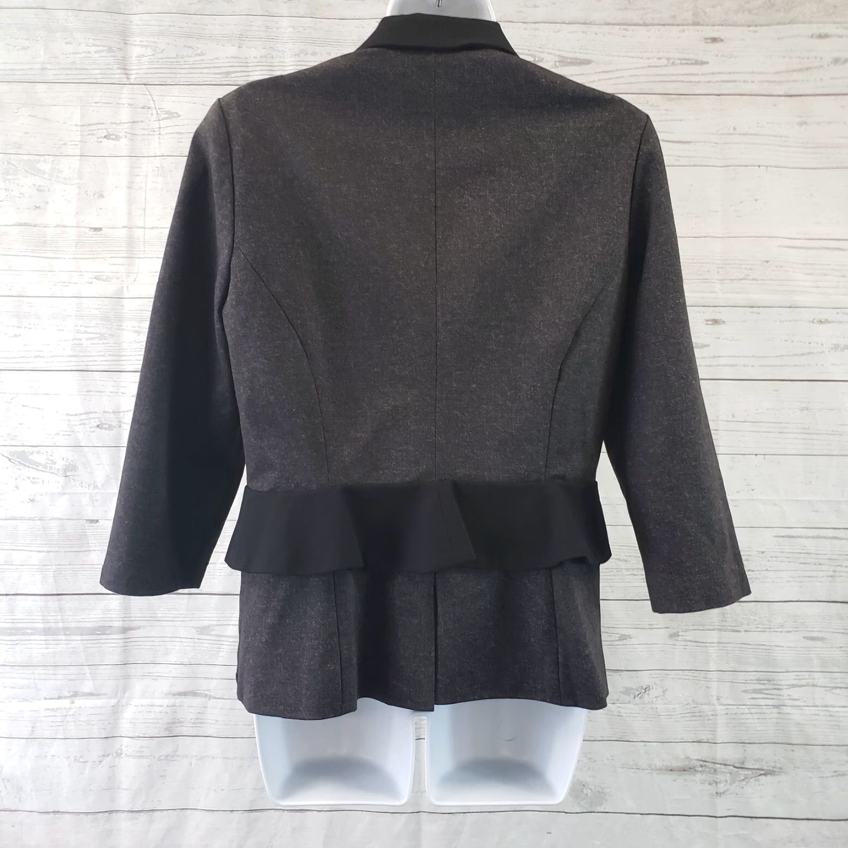 Vintage Cartonnier Womens Jacket Sz 12 Black 3/4 Sleeve Hook Closure Blazer, Polyester Blend, Basic Jacket, Womens, 12, Black Size XL / US 12-14 / IT 48-50 - 4 Thumbnail