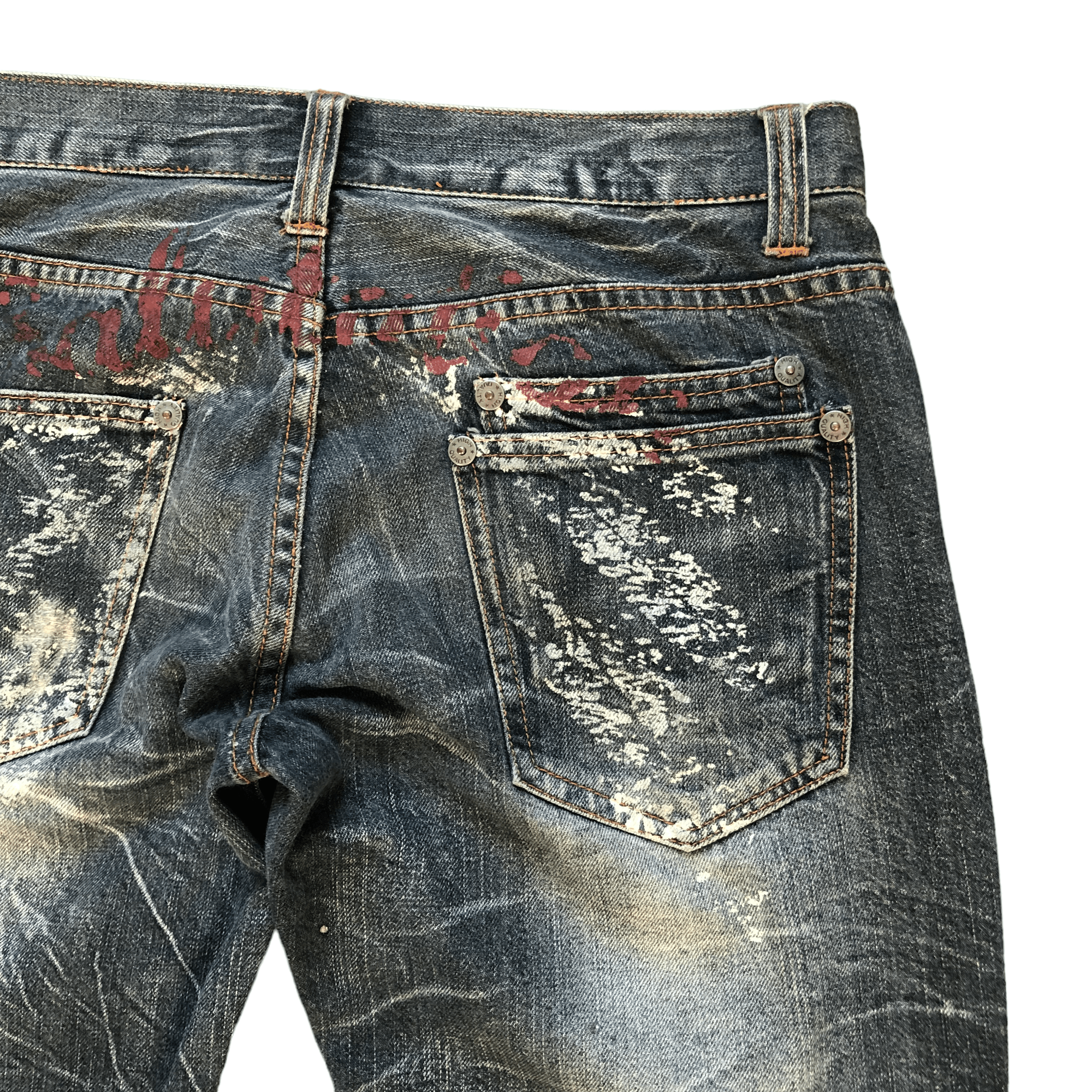 Japanese Brand FLARE TRASHED DISTRESSED DENIM PANTS BY NYLOUS #5970-216 Size US 33 - 17 Thumbnail