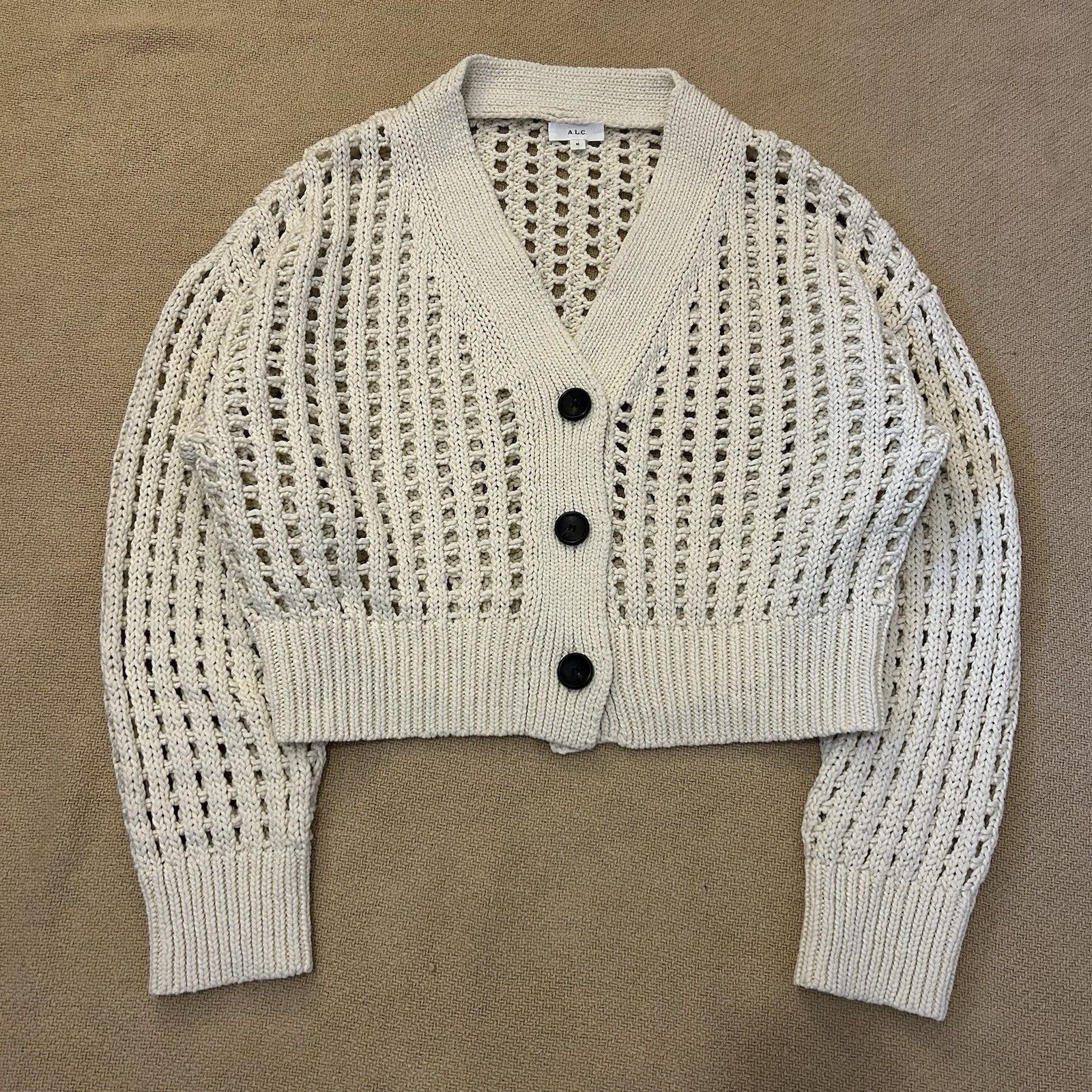 A.L.C. ALC Drew Open Knit Ivory Cardigan Sweater Medium Size M / US 6-8 / IT 42-44 - 1 Thumbnail