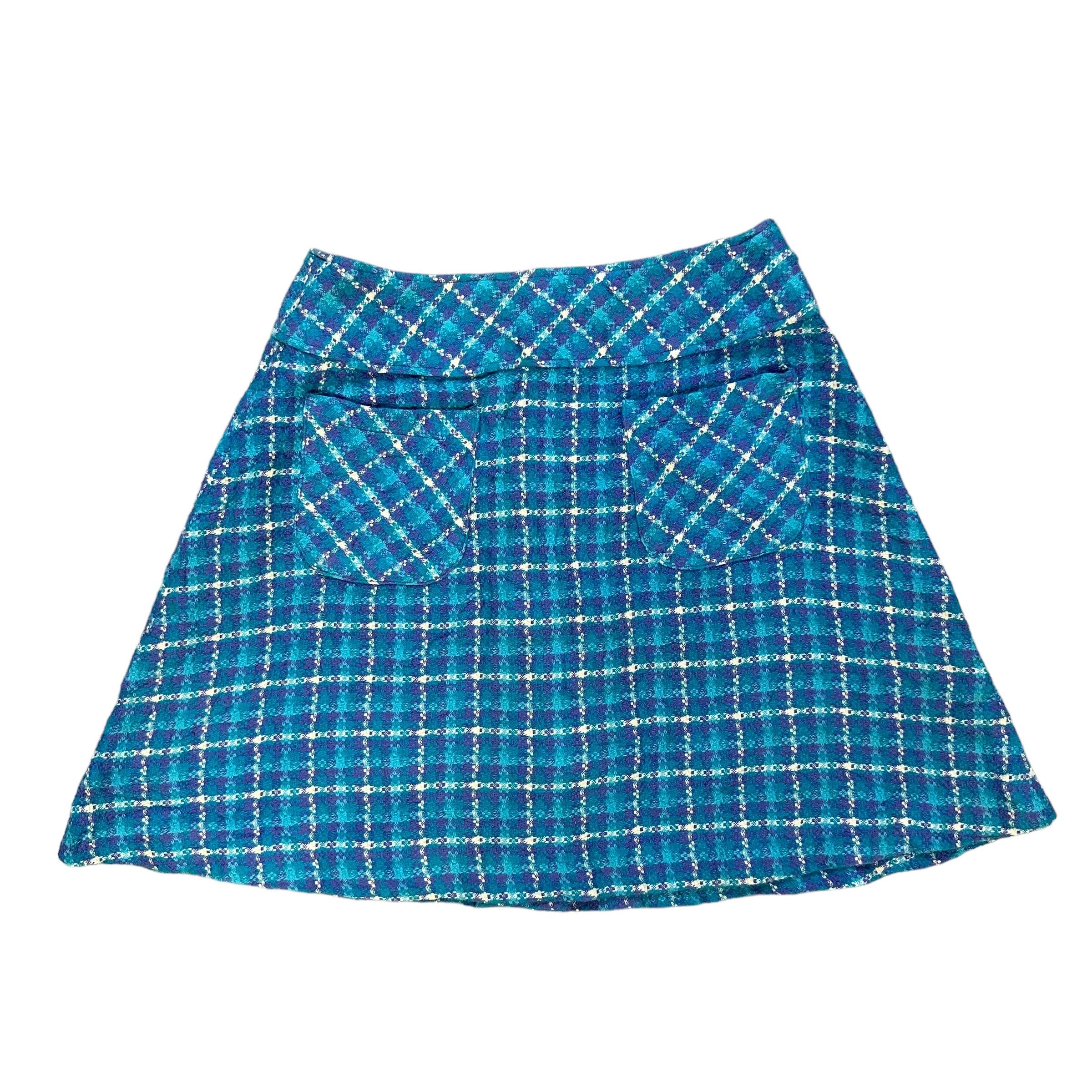 Japanese Brand ALGONQUINS Blue Tweed Tartan Mini Skirts #A33-0753 Size 25" / US 0 / IT 36 - 8 Thumbnail
