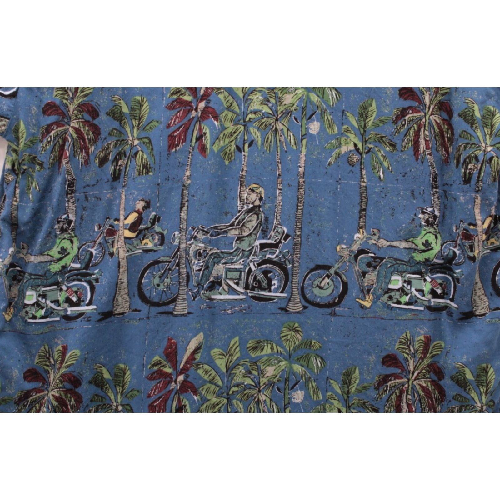 Vintage Kahala Shirt AVI Hawaiian Biker Motorcycle Palm Trees Paradise Tropical VTG USA Medium Blue Men's Size US M / EU 48-50 / 2 - 4 Thumbnail