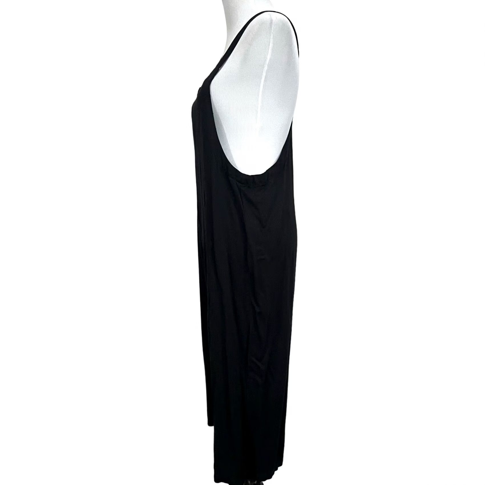 Vintage Carly Jean Los Angeles Relaxed Overalls Jumpsuit Cropped Lightweight Women’s S Black Rayon One-Piece Sleeveless Casual Summer Breezy Easy Comfort Size 28" / US 6 / IT 42 - 3 Thumbnail