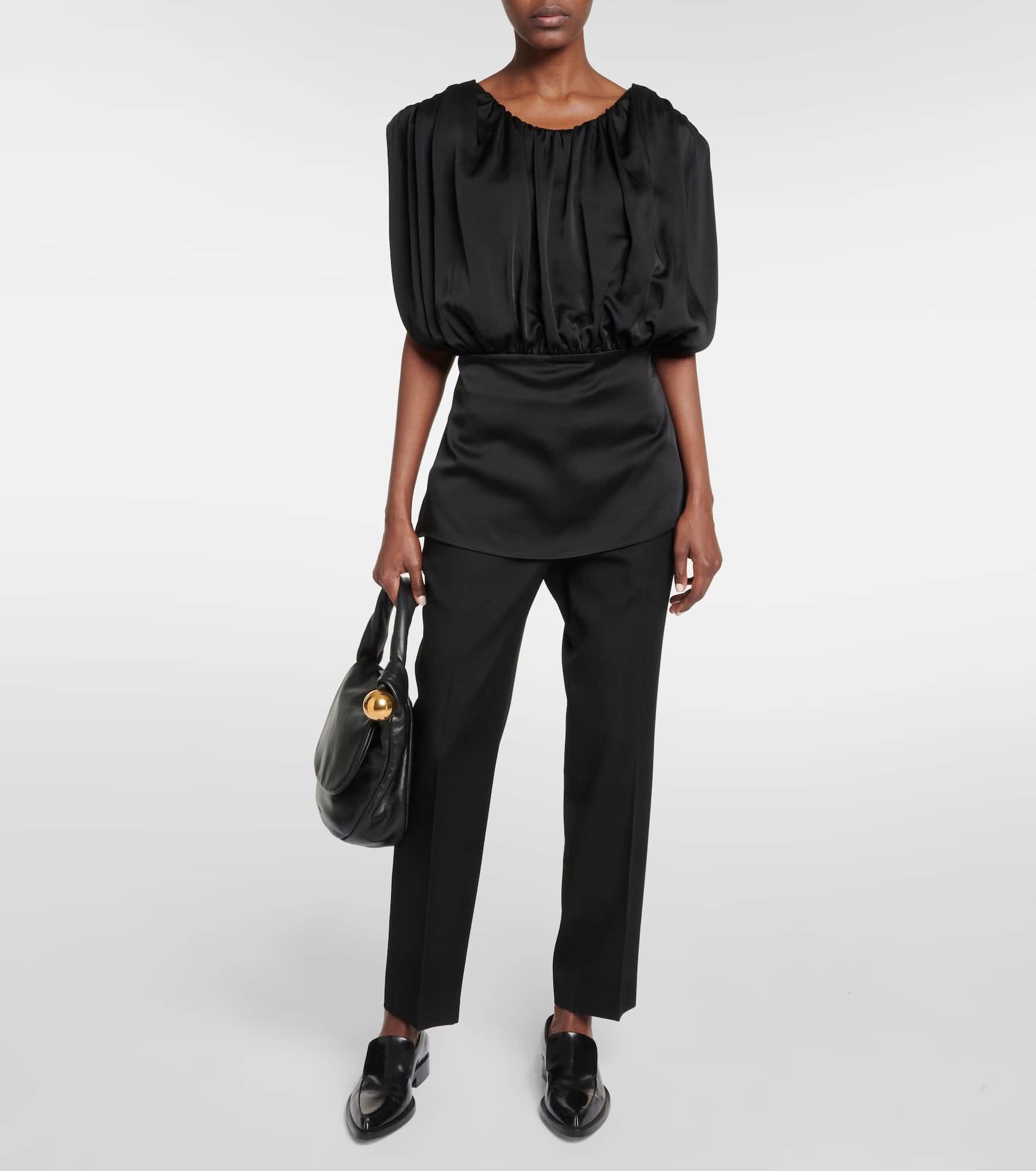 Jil Sander o1mt1gz0725 Satin Top in Black Size S / US 4 / IT 40 - 2 Thumbnail