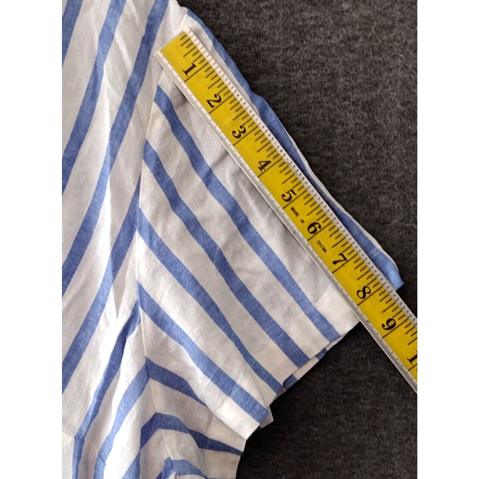 Vintage Ava & Viv Blue Striped Linen & Rayon Blend Button Front Top - Women's 3X Casual Shirt Size 3X Blue Pattern Striped All Seasons Womens (Plus) Size XXL / US 16-18 / IT 52-54 - 7 Thumbnail