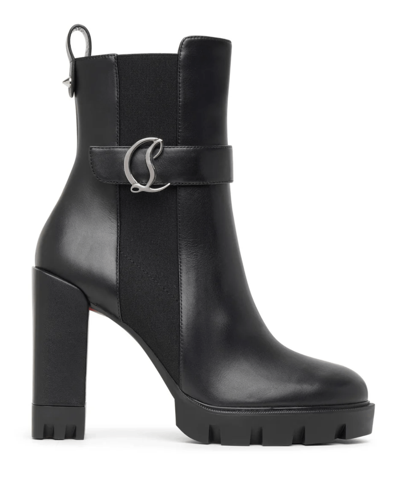 Christian Louboutin CL Chelsea Lug 100 Black Leather Ankle Block Heel Boot 41 Size US 11 / IT 41 - 1 Thumbnail
