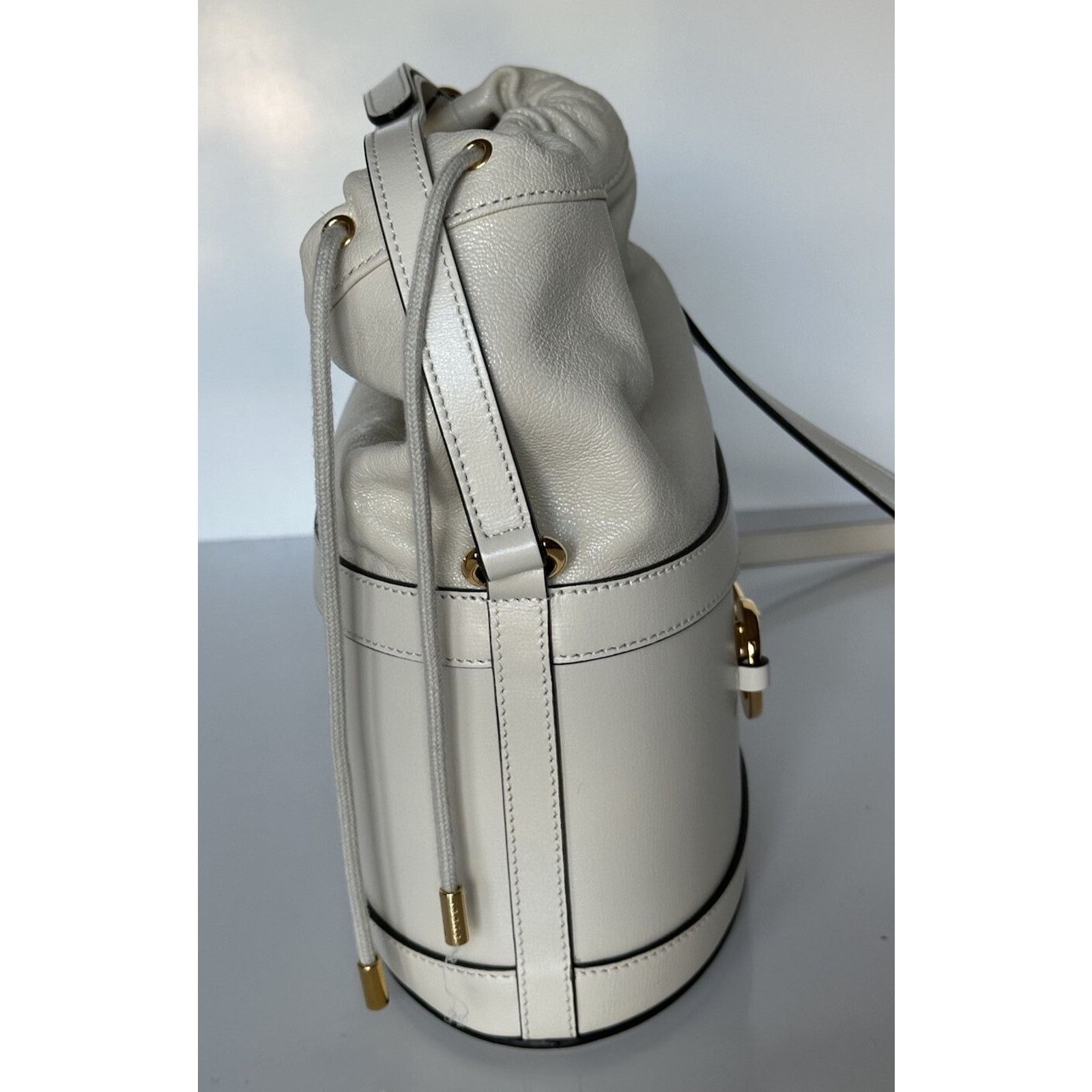 Gucci Gucci Azalea Horsebit Bucket Leather Bag White 602118 Size ONE SIZE - 7 Thumbnail