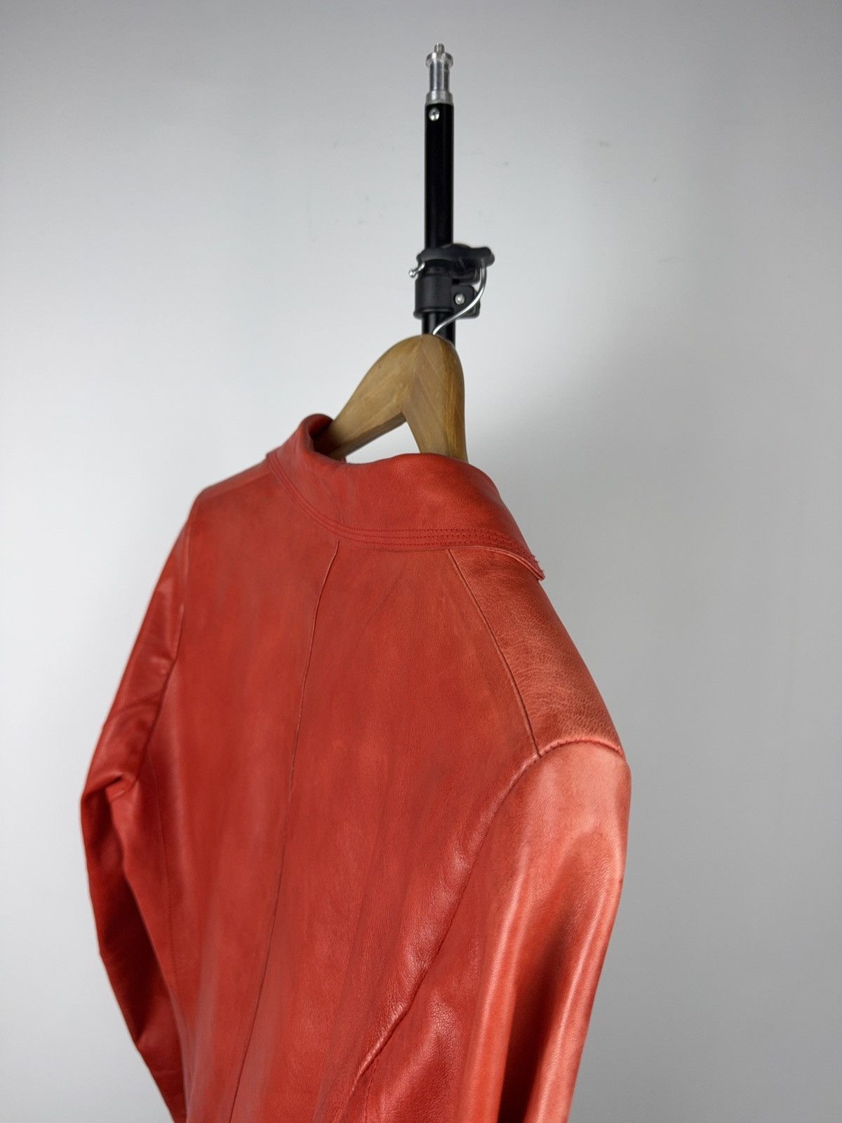 Genuine Leather Vintage Avant Garde Red Leather Blazer Jacket 90s Italian Size S / US 4 / IT 40 - 11 Thumbnail
