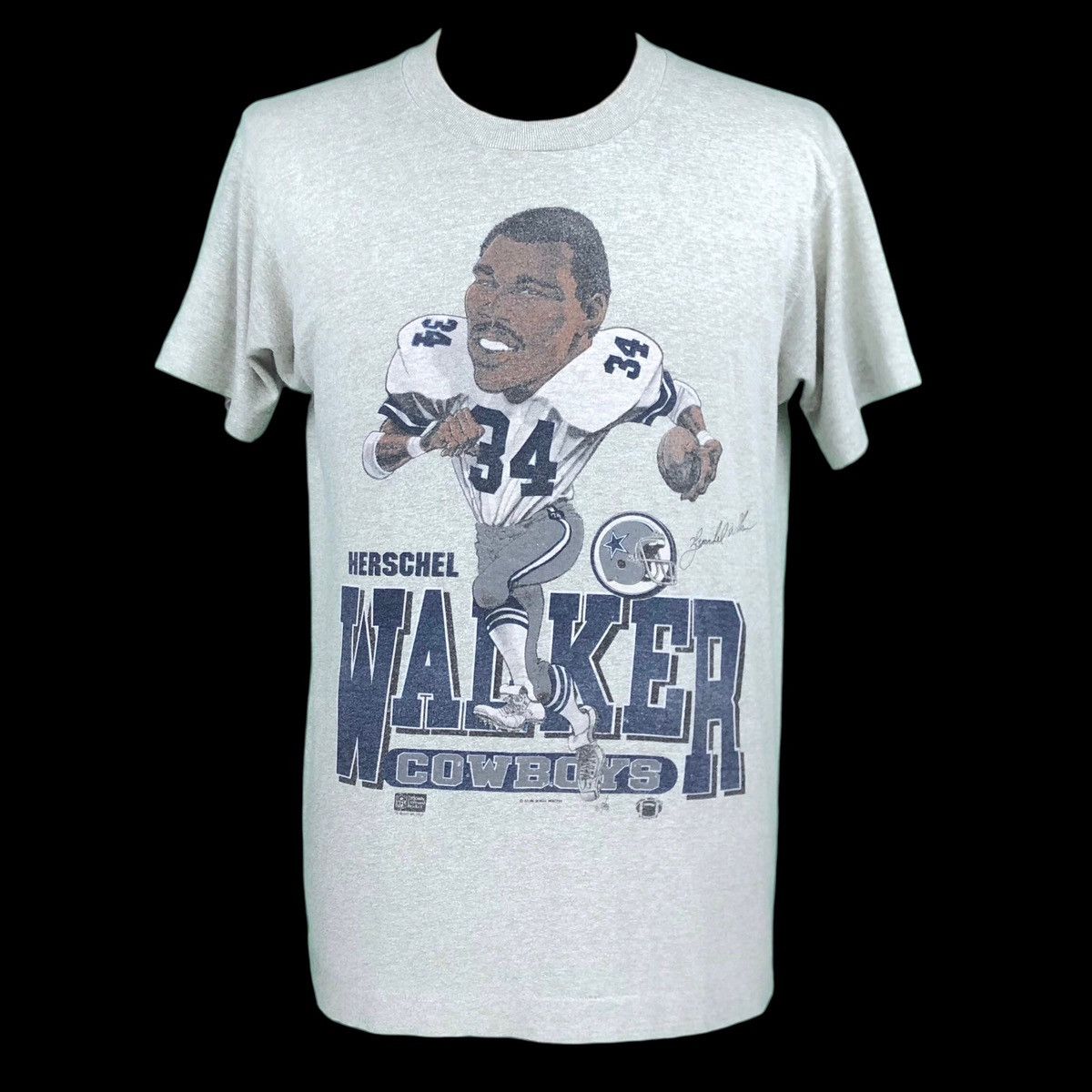 image of Vintage 1987 Cowboys Nfl Herschel Walker Tee Shirt Fit M in Grey, Men's (Size Medium)