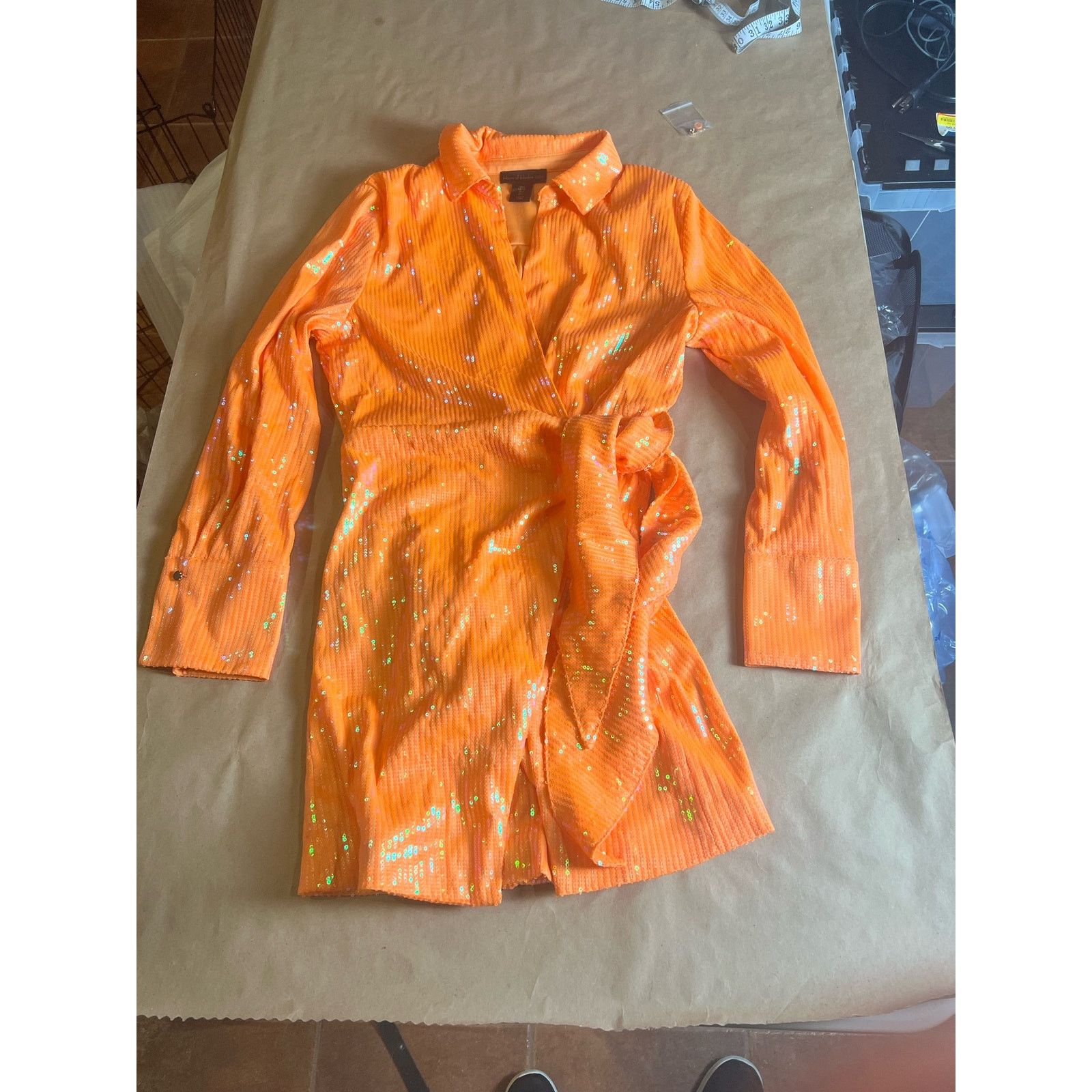 House of Harlow House Of Harlow 1960 Sequins Wrap Dress Orange NWT Small Size S / US 4 / IT 40 - 12 Thumbnail