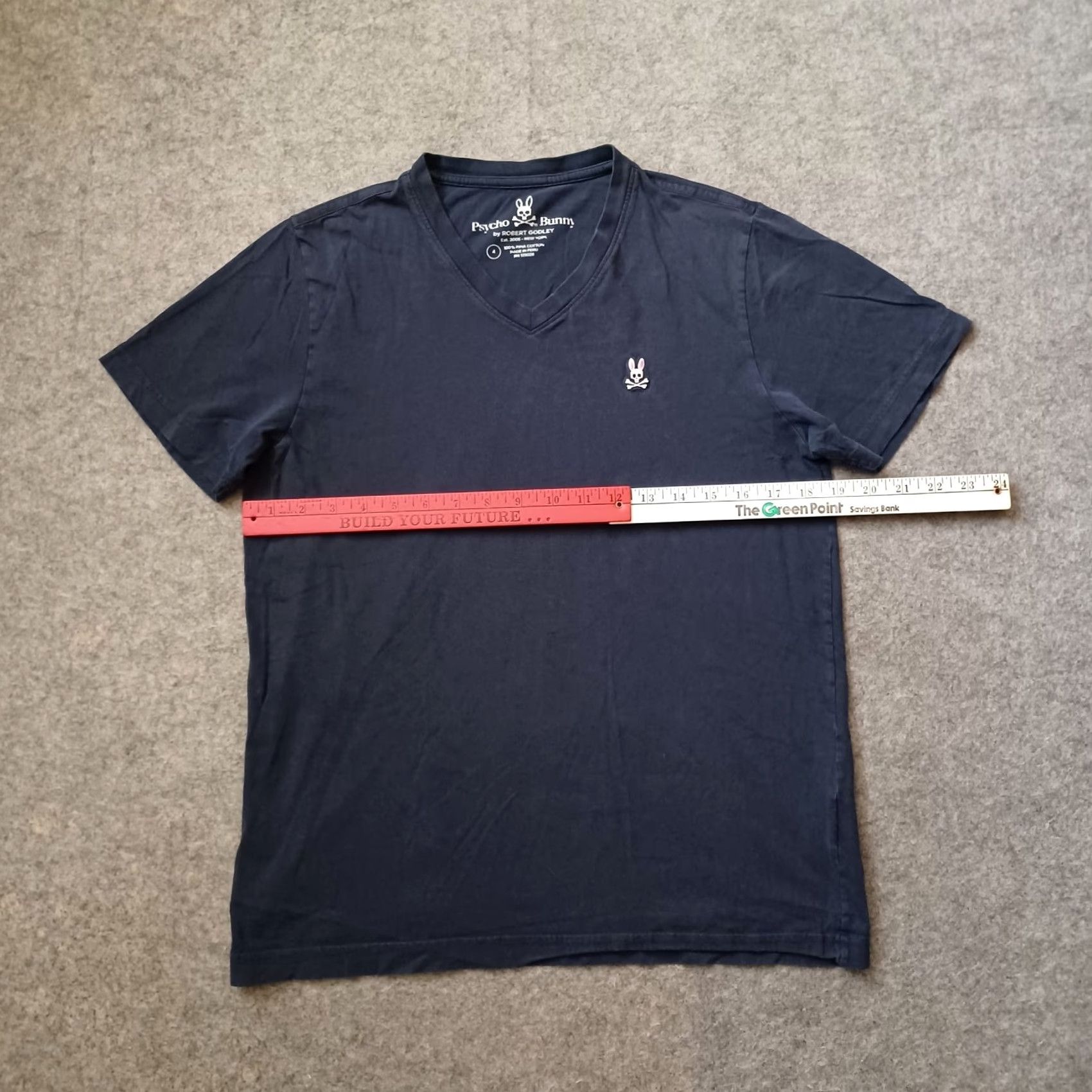 Psycho Bunny Psycho Bunny Tee Mens 4 Medium Navy Logo Short Sleeve V-Neck T-Shirt Blue Cotton Knit Size US M / EU 48-50 / 2 - 4 Thumbnail