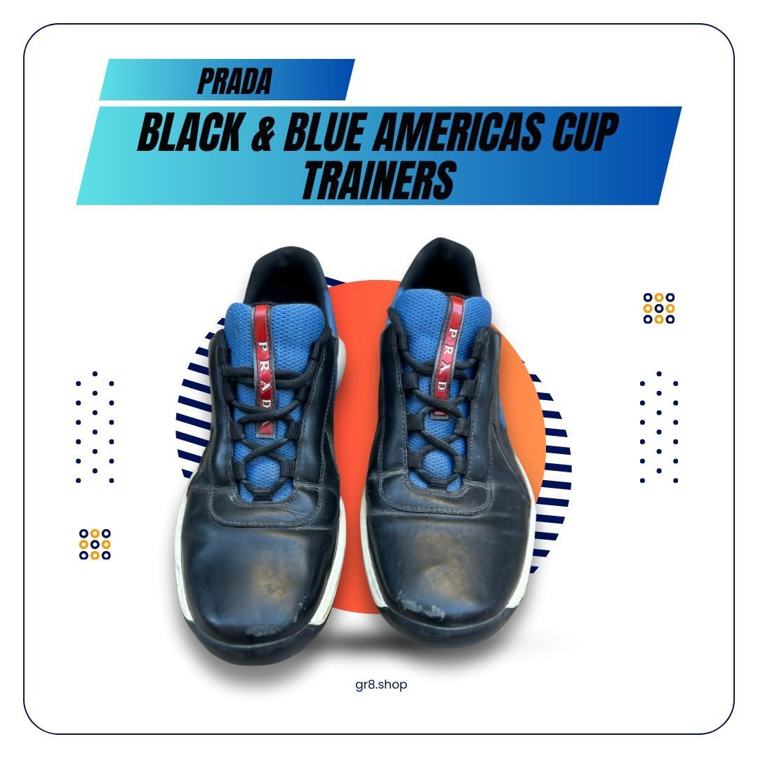 Prada Prada Black & Blue Americas Cup Trainers Sneakers Size 8 Size US 8 / EU 41 - 1 Thumbnail