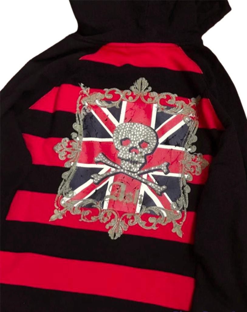 If Six Was Nine × Japanese Brand × Le Grande Bleu (L.G.B.) 🚨BINDING OFFER🚨 Enquiredask Skull Stripe Hoodie Size US L / EU 52-54 / 3 - 4 Thumbnail