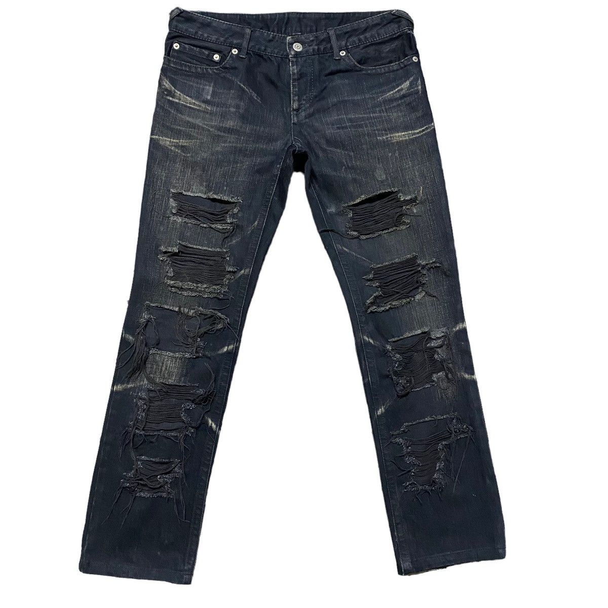 Tornado Mart Tornado Mart Black Denim Thrashed Jeans Size US 30 / EU 46 - 1 Thumbnail