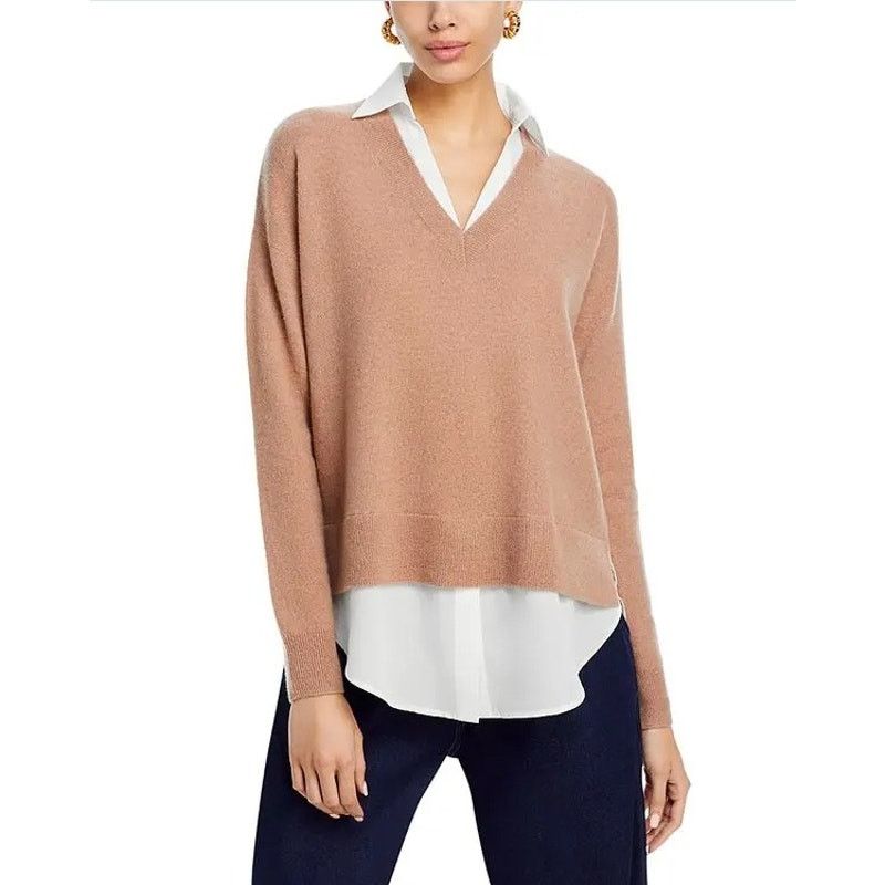 Bloomingdale's C by Bloomingdale's Women Cashmere Layered Sweater Size S Size S / US 4 / IT 40 - 1 Thumbnail
