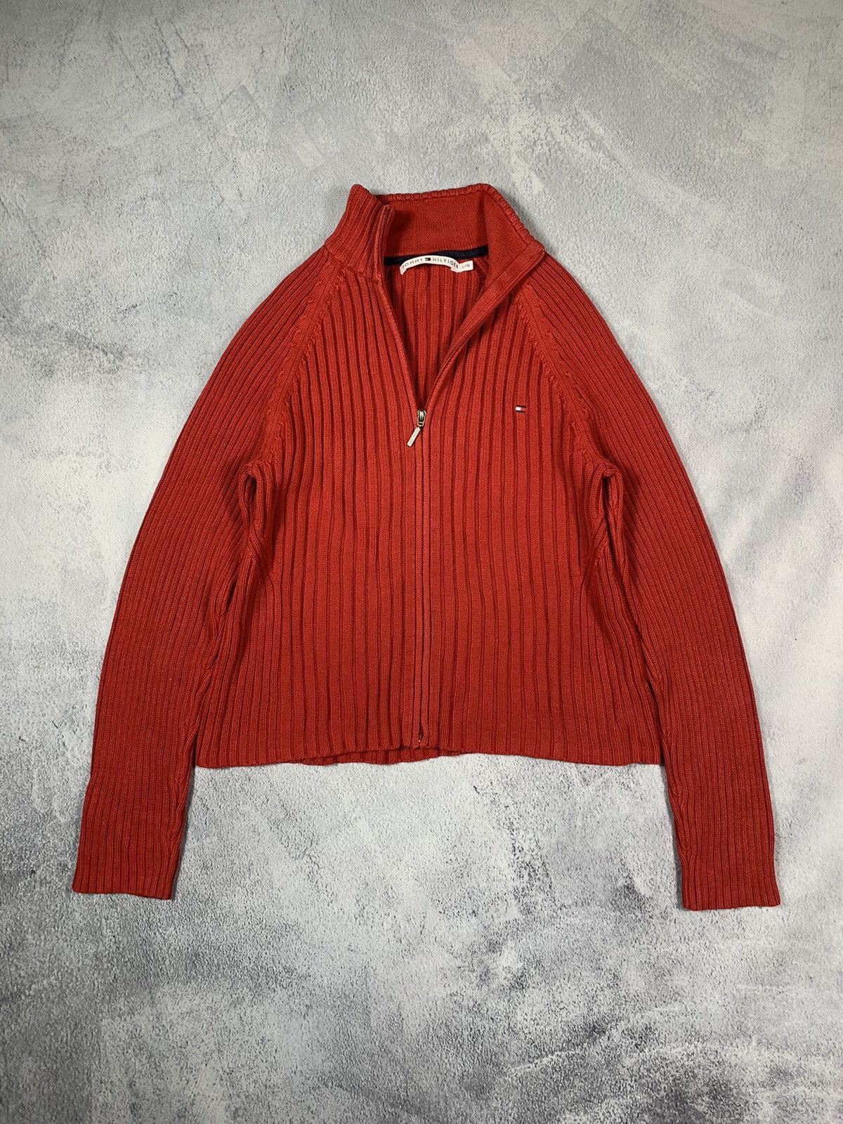 Japanese Brand × Tommy Hilfiger × Vintage Vintage Y2K ribbed zip up Tommy Hilfiger sweater old money Size L / US 10 / IT 46 - 1 Thumbnail