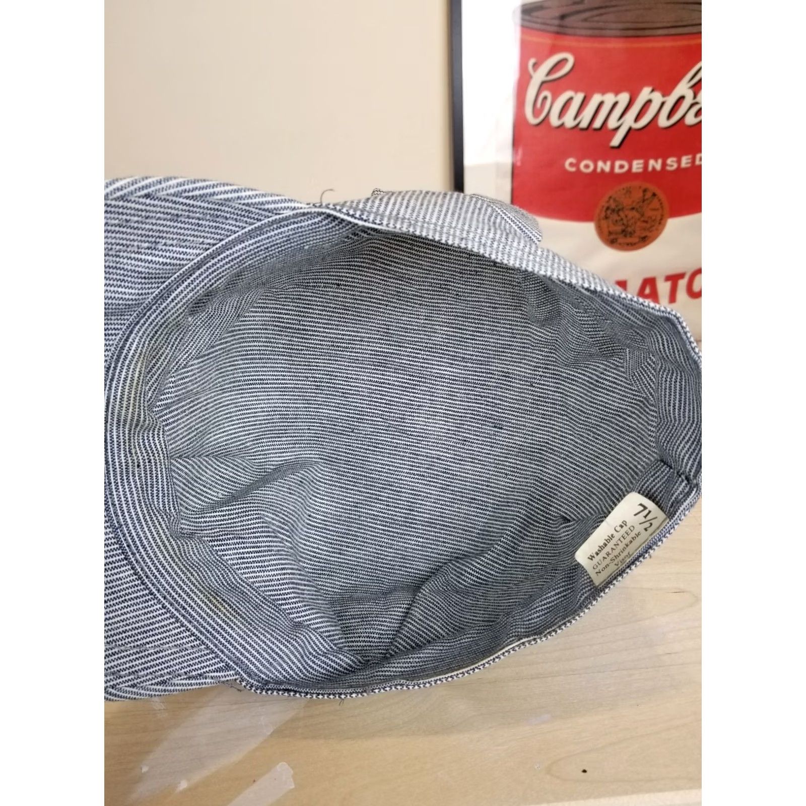 Vintage VINTAGE Unbranded Railroad Engineer Striped Hickory Hat Sz 7 1/2 Blue Cotton Cap Adults Boys Mens Womens Size ONE SIZE - 7 Thumbnail