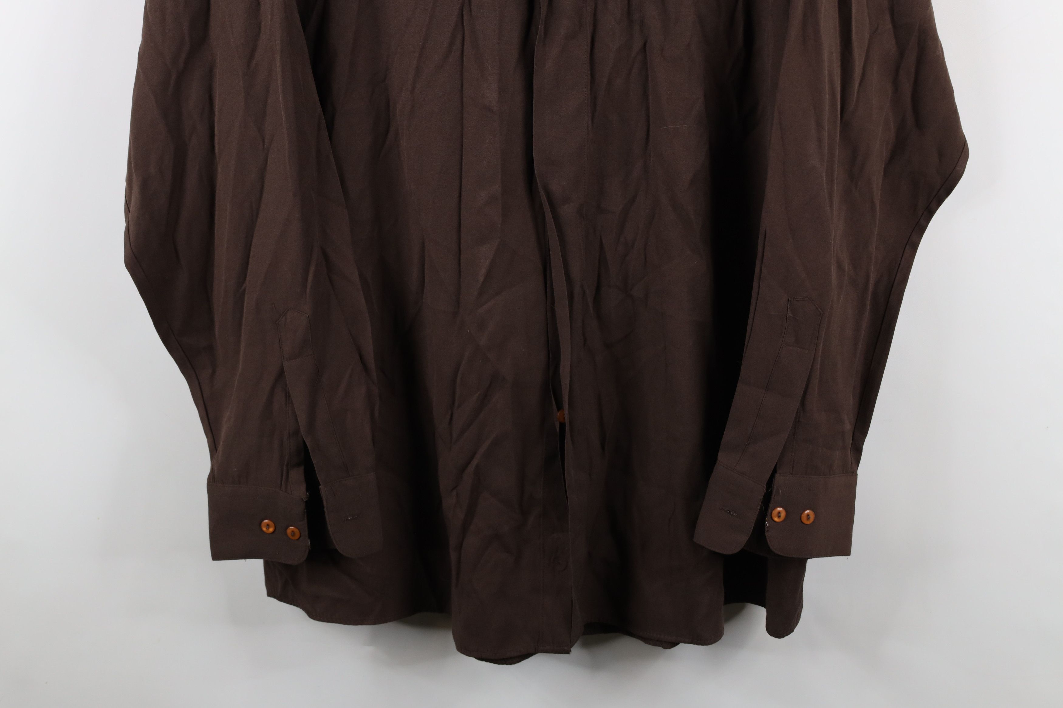 Vintage Vintage 90s Streetwear Blank Band Collar Button Shirt Brown Size US XL / EU 56 / 4 - 3 Thumbnail