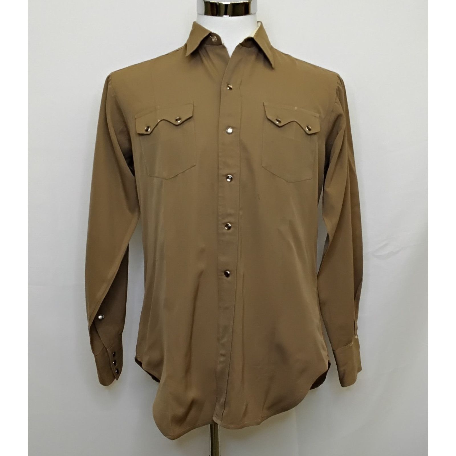 Levi's Levi's Gabardine Big E Pearl Snap Shirt Men M Brown VTG '50s Size US M / EU 48-50 / 2 - 2 Thumbnail