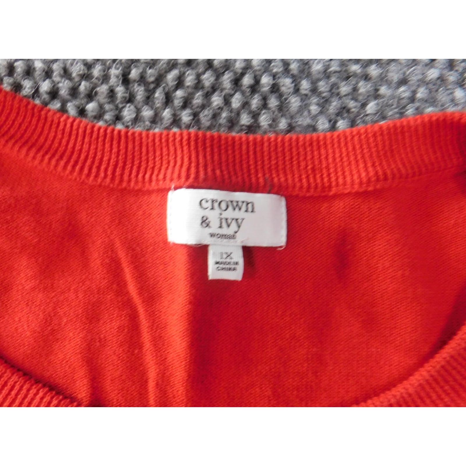 Vintage Crown & Ivy Sweater Womens 1X Red Crew Neck Pullover Dolman Sleeve Knit Cotton Button Logo Size XL / US 12-14 / IT 48-50 - 4 Thumbnail