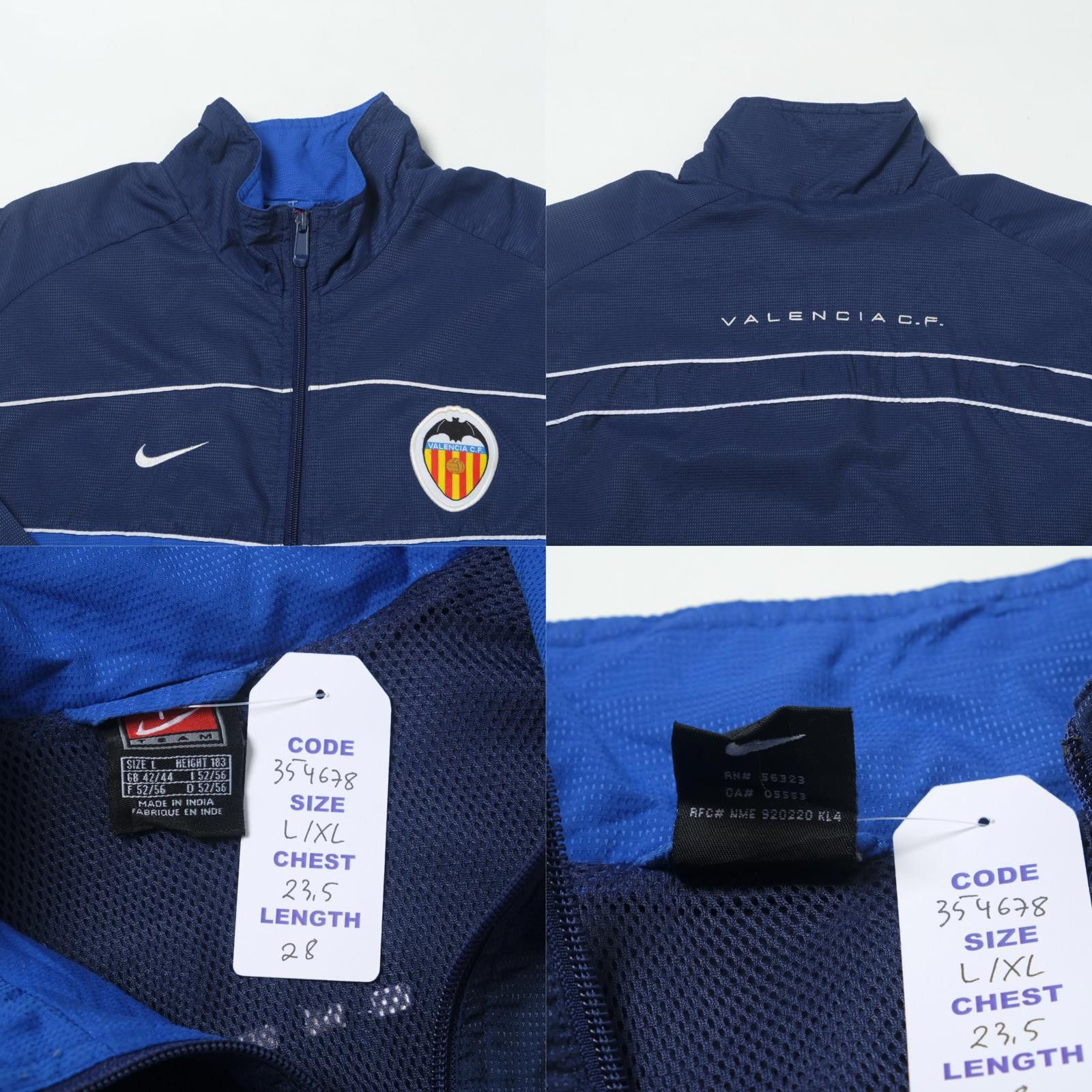 Nike 2001/02 Valencia Training Track Jacket Nike (L/XL) Size US L / EU 52-54 / 3 - 4 Thumbnail