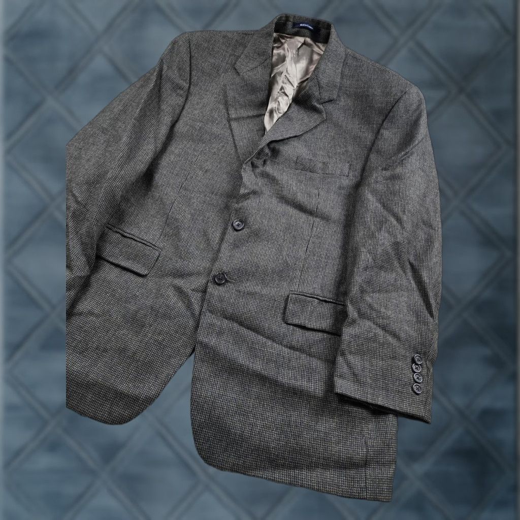 Polo Ralph Lauren VINTAGE Polo Ralph Lauren Mens Blazer Coat Wool 2 Piece Houndstooth Tweed 43R Gray Notch Lapel 90s Size US XL / EU 56 / 4 - 1 Thumbnail