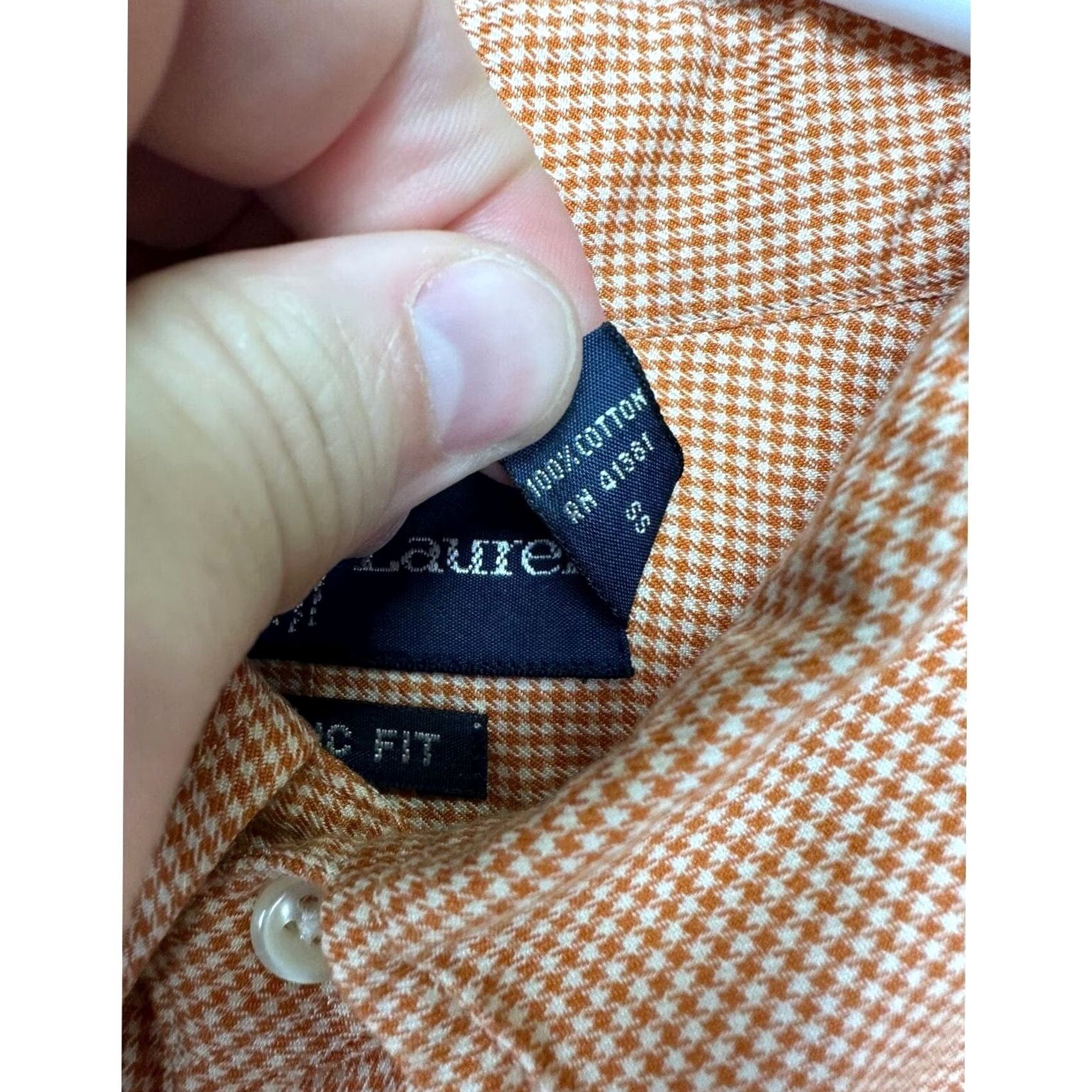 Ralph Lauren Ralph Lauren Dress Shirt Mens Large 16 Orange Houndstooth Classic Button-Down Shirt Size 42R - 7 Thumbnail