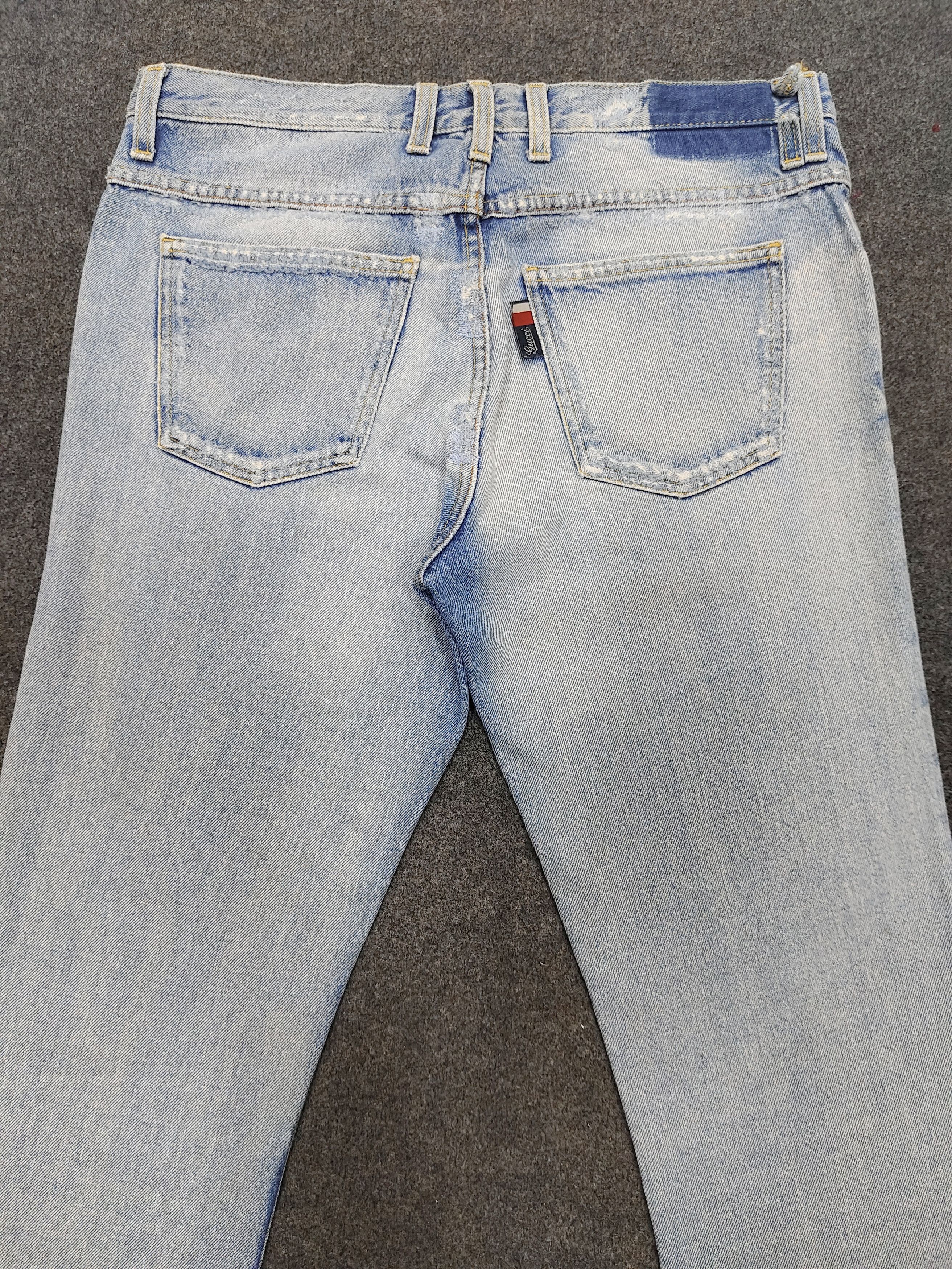 00s Gucci-Archive Distressed Stitched Light Wash Skinny Jean