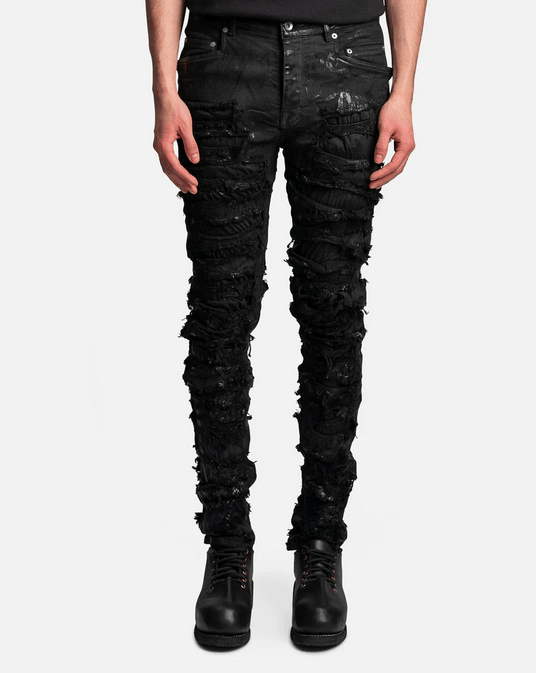 Rick Owens SLASHED TYRON CUT DENIM BLACK Size US 34 / EU 50 - 1 Thumbnail