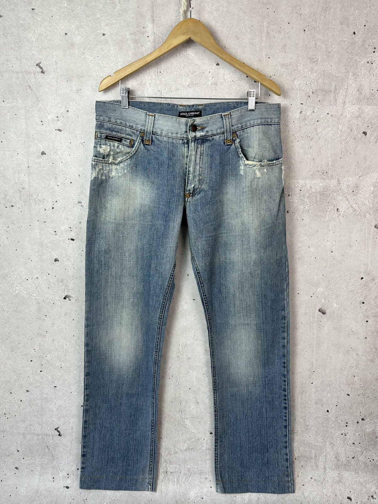 Dolce & Gabbana DG Vintage Dolce&Gabbana Loose Distressed Cotton Logo Jeans Size US 34 / EU 50 - 2 Thumbnail