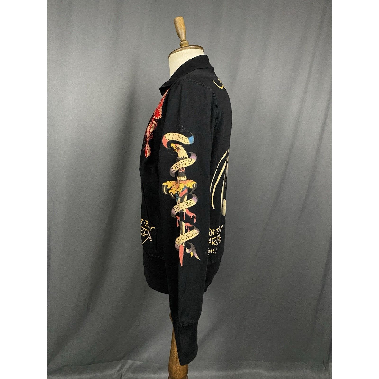 Ed Hardy MINT! Ed Hardy Big Logo Men's Black Full Zip Sweater Size M Size US M / EU 48-50 / 2 - 7 Thumbnail