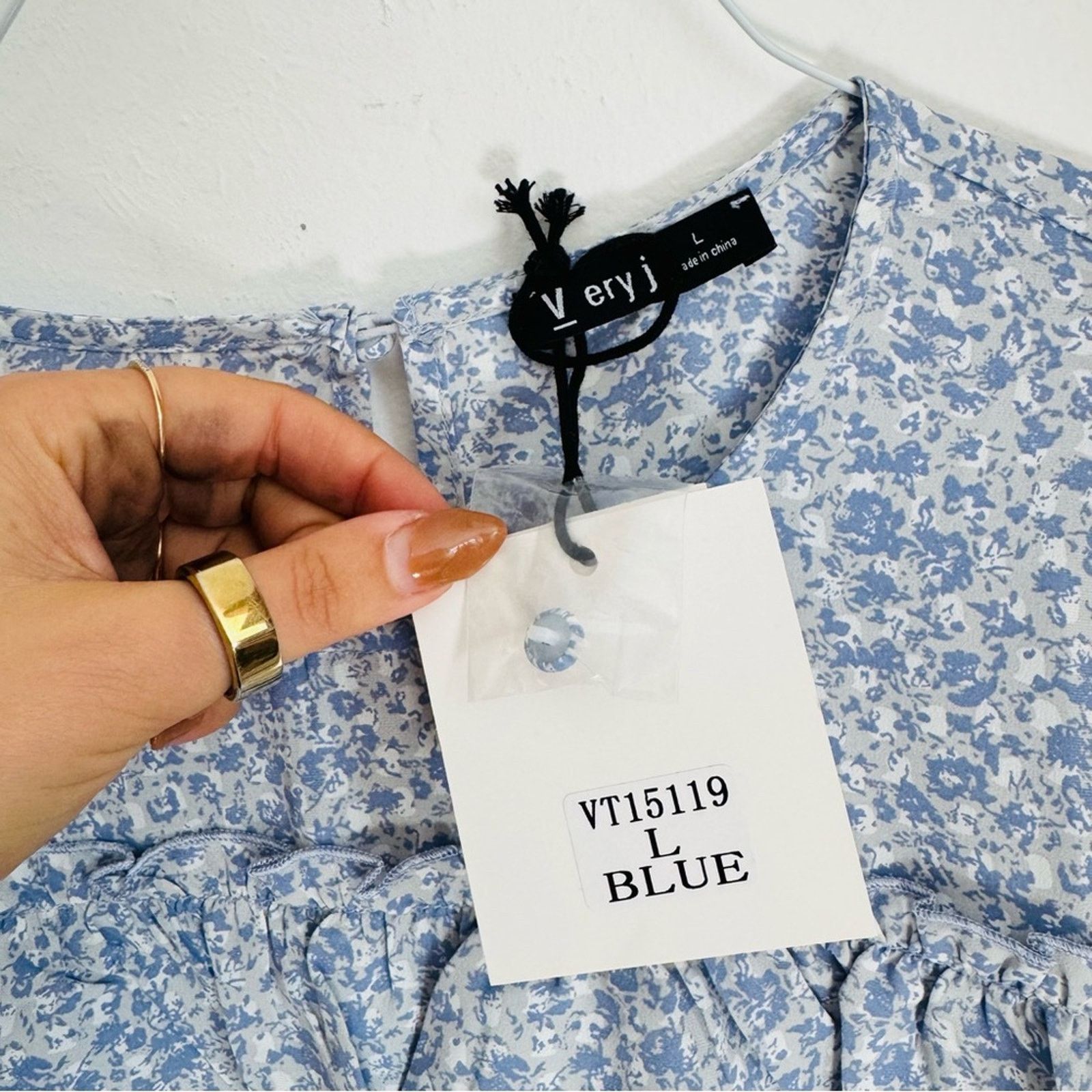 Nordstrom NEW Lavender Blue White Floral Ruffle $88 Blouse Shirt Top Size L / US 10 / IT 46 - 5 Thumbnail
