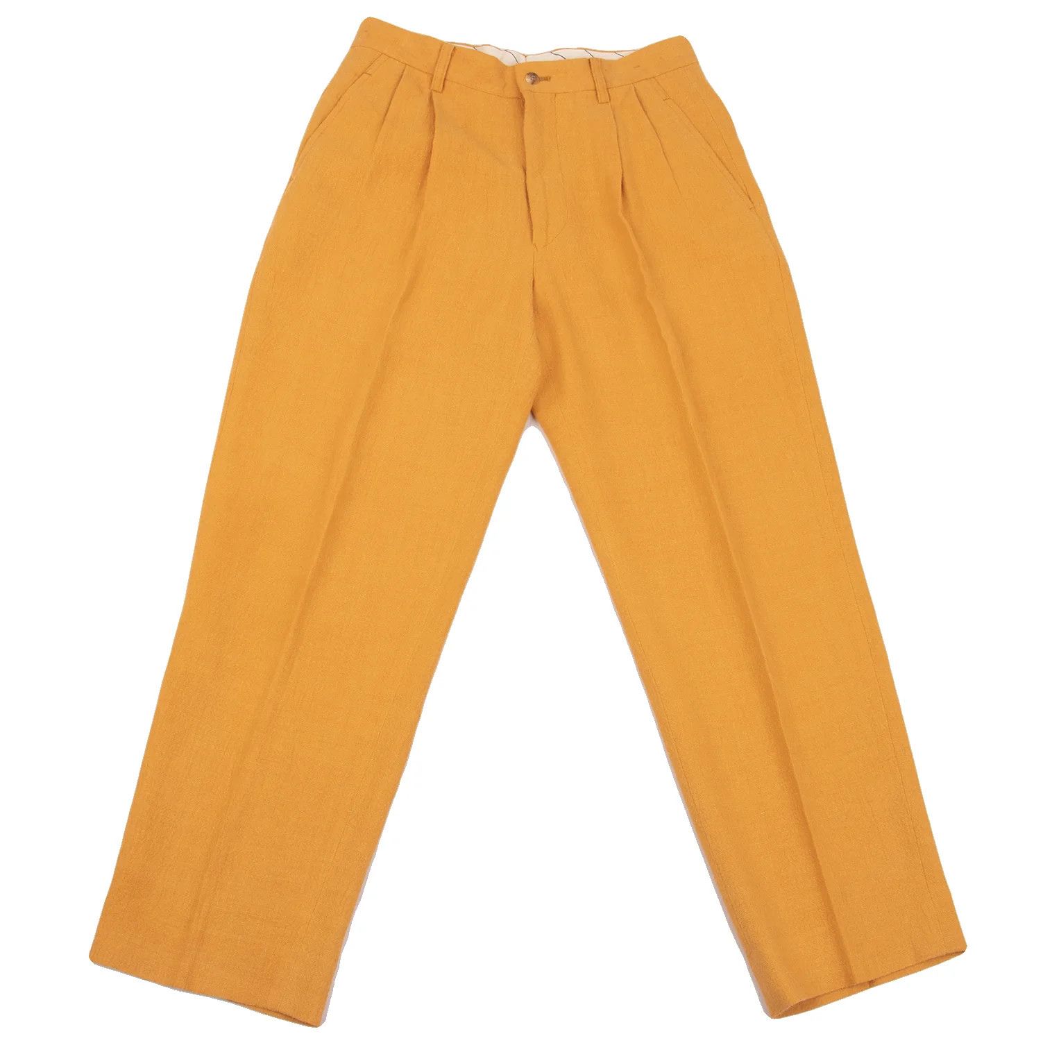 Issey Miyake Linen Two-Tuck Pants in Mustard, Size M Size US 38 / EU 54 - 1 Thumbnail