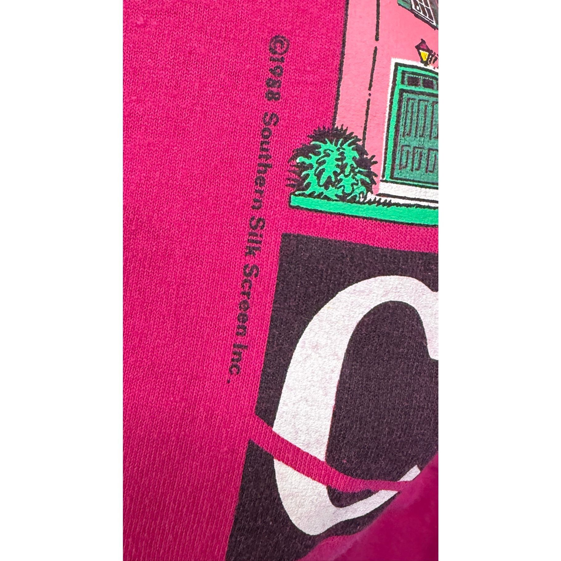 Hanes Vintage 1988 Charleston SC Rainbow Row Graphic T Shirt Pink Hanes Adult M Size US M / EU 48-50 / 2 - 2 Thumbnail