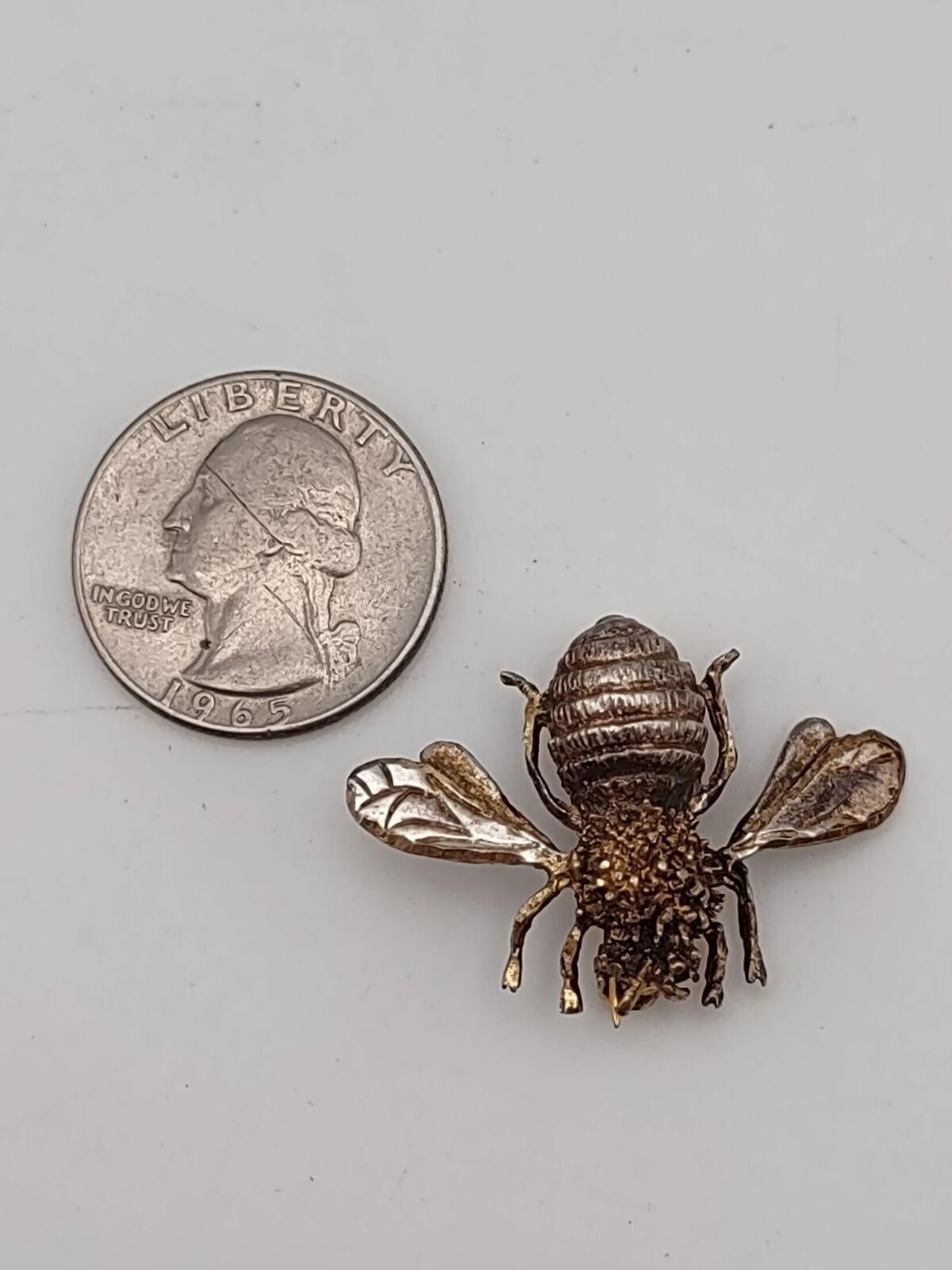 The Unbranded Brand Vintage Sterling Silver Bee Brooch 925 MEX Eagle Mark Pin Size ONE SIZE - 2 Thumbnail