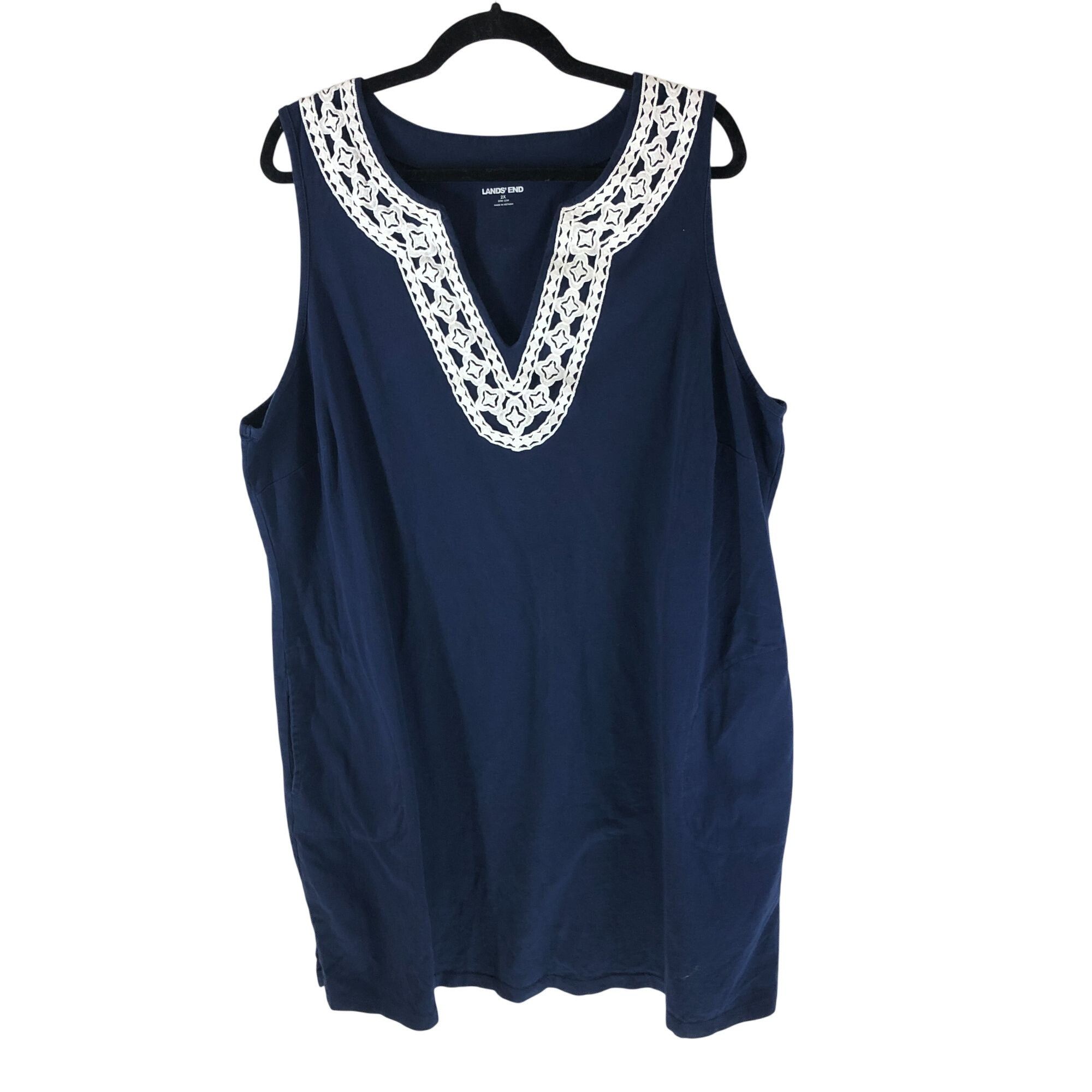 Lands' End Lands End Shift Dress Crochet Lace Detail V Neck Sleeveless Size XXL / US 16-18 / IT 52-54 - 1 Thumbnail