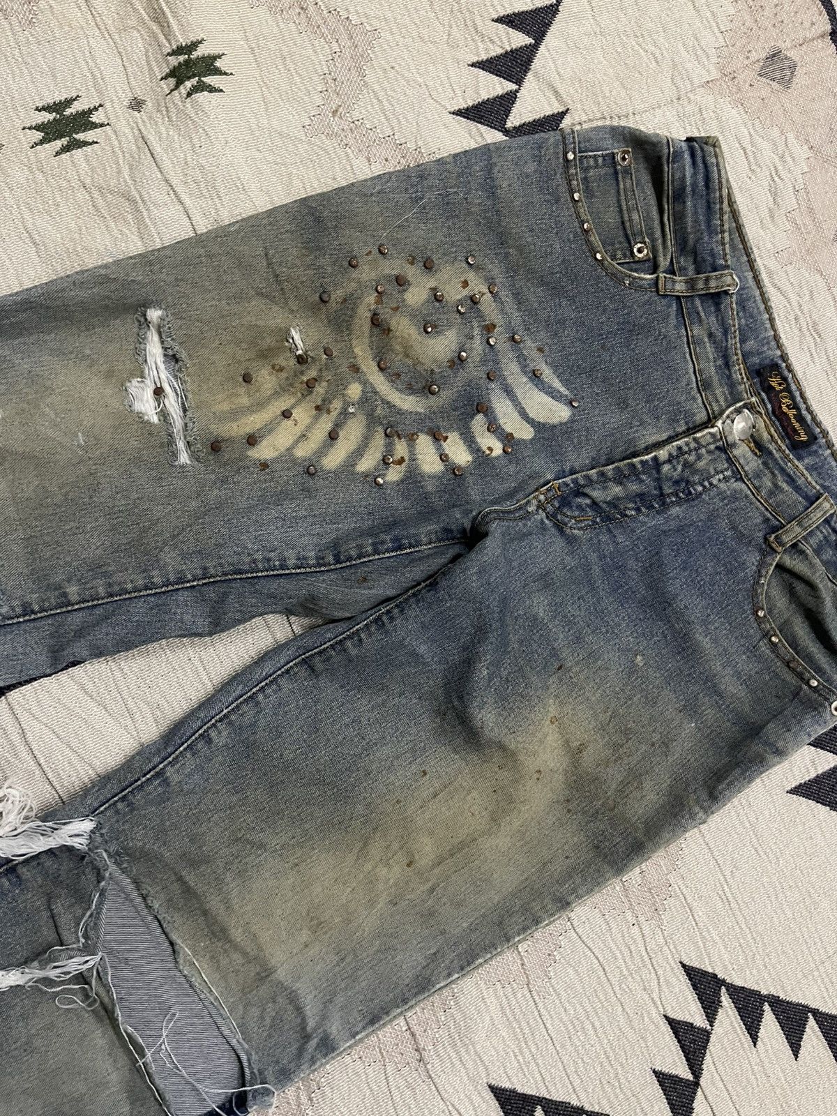 If Six Was Nine 2000s HOT BALLOONING FLARE DISTRESSED JEANS RARE DESIGN Size 26" / US 2 / IT 38 - 6 Thumbnail