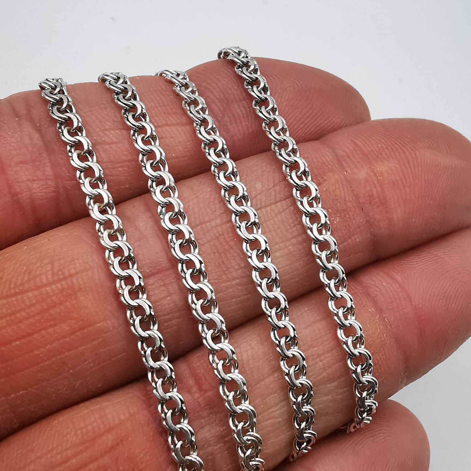 Sterling Silver Vintage Jewelry Chain Necklece,925 Sterling Silver 8,34g Size ONE SIZE - 9 Thumbnail