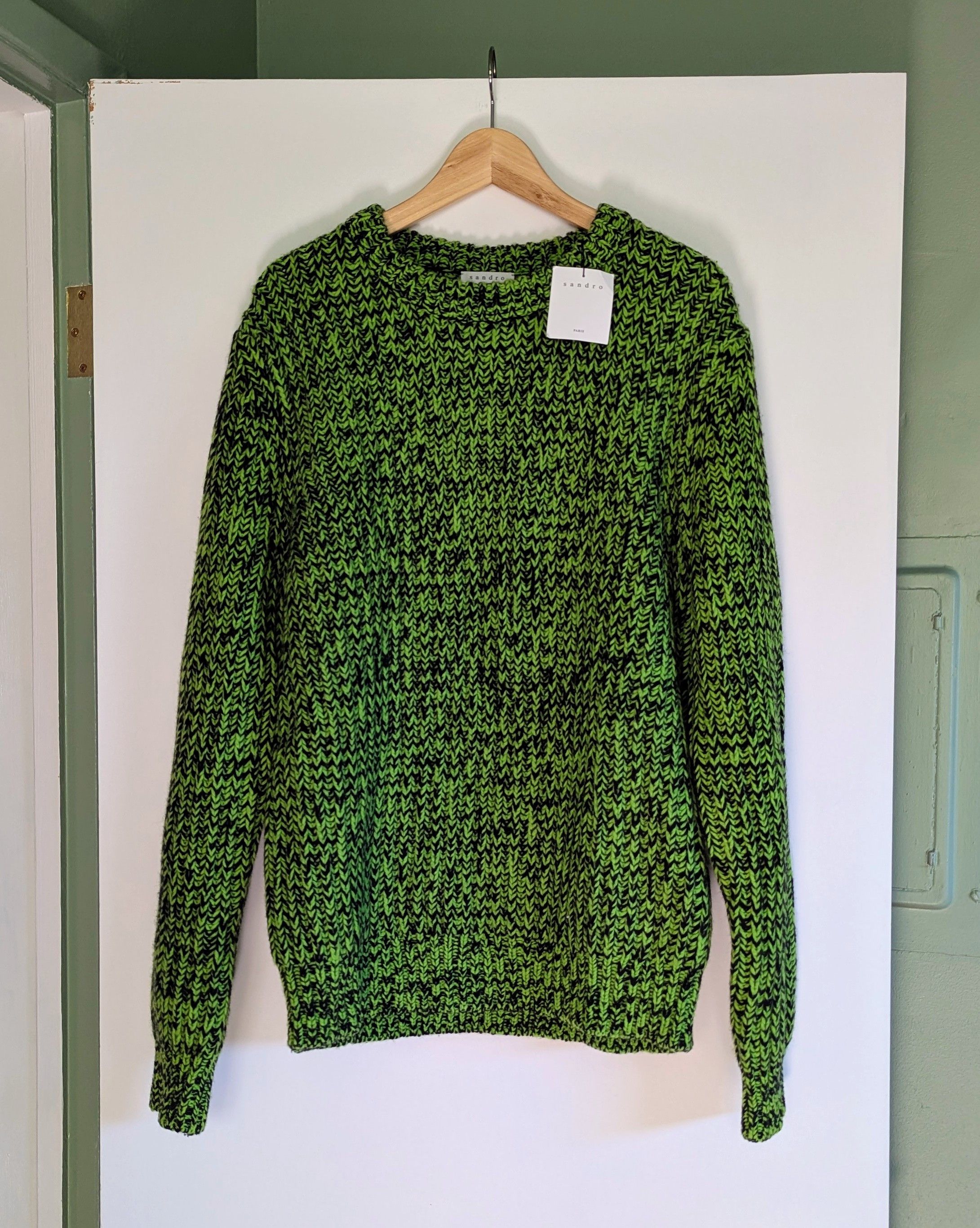 Sandro SANDRO Acid Green Marled Wool Sweater NWT Size XL Size US XL / EU 56 / 4 - 3 Thumbnail