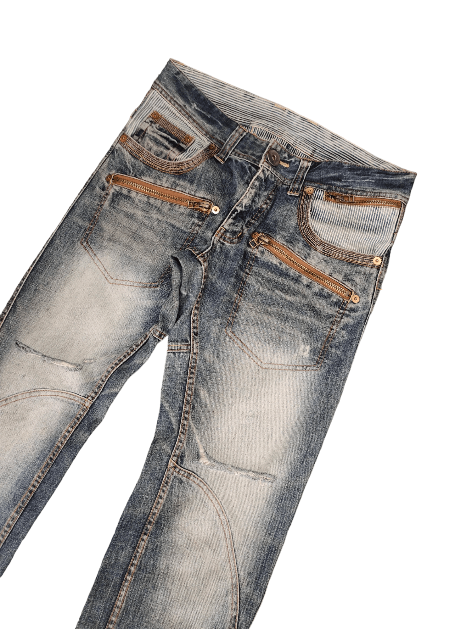 Comme des Garcons × Undercover Made In Heaven Distress Spiral Cut Denim Jean Y2k Streetwear Size US 33 - 5 Thumbnail