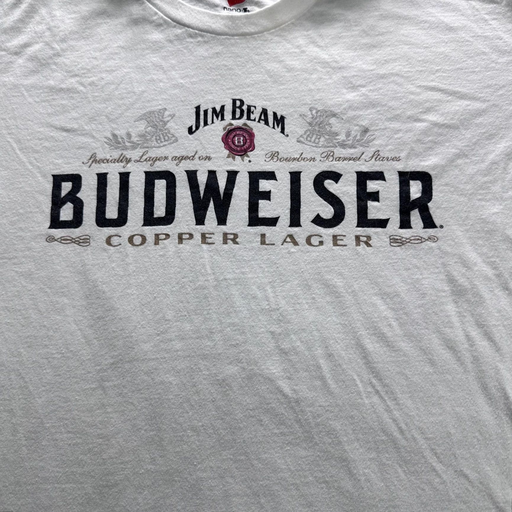 Hanes Budweiser Jim Beam Shirt Mens XL White Hanes Copper Lager Beer Graphic Tee Size US XL / EU 56 / 4 - 2 Thumbnail