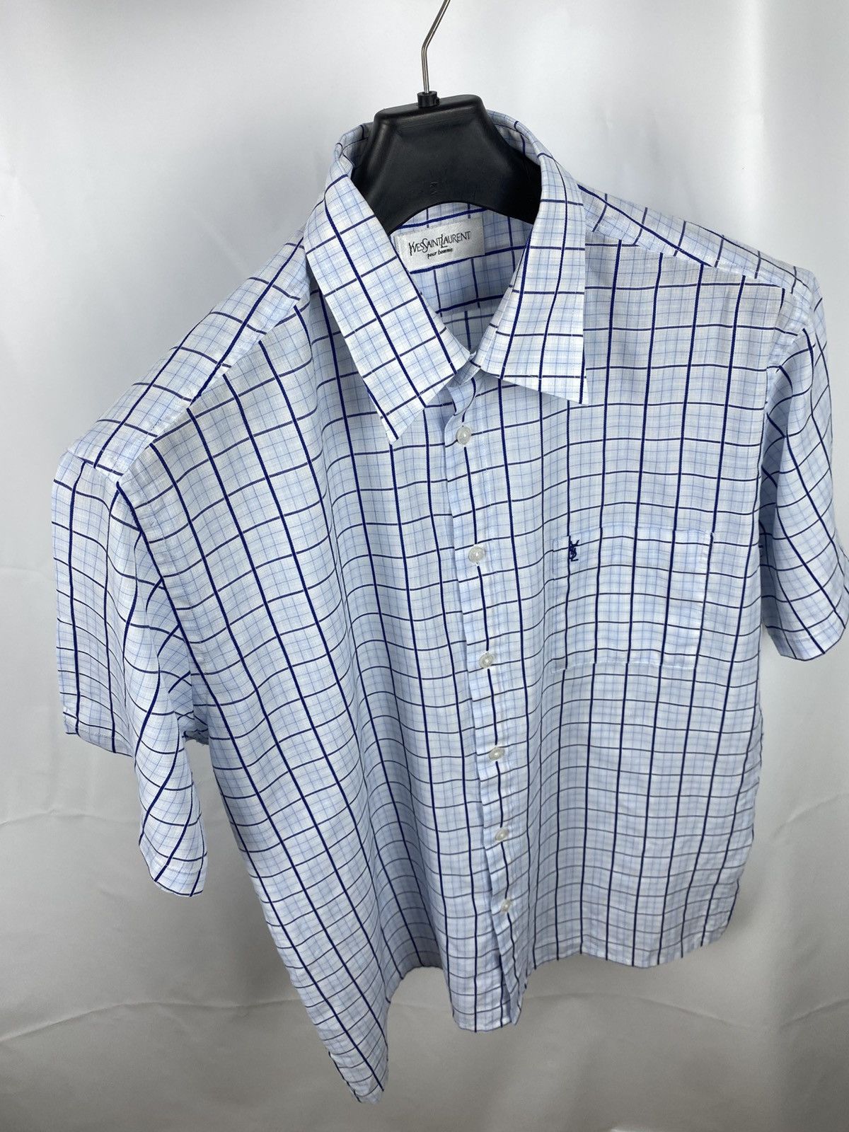 Yves Saint Laurent Yves Saint Laurent Plaid Shirt Short Sleeve Button Up size L Size US L / EU 52-54 / 3 - 8 Thumbnail